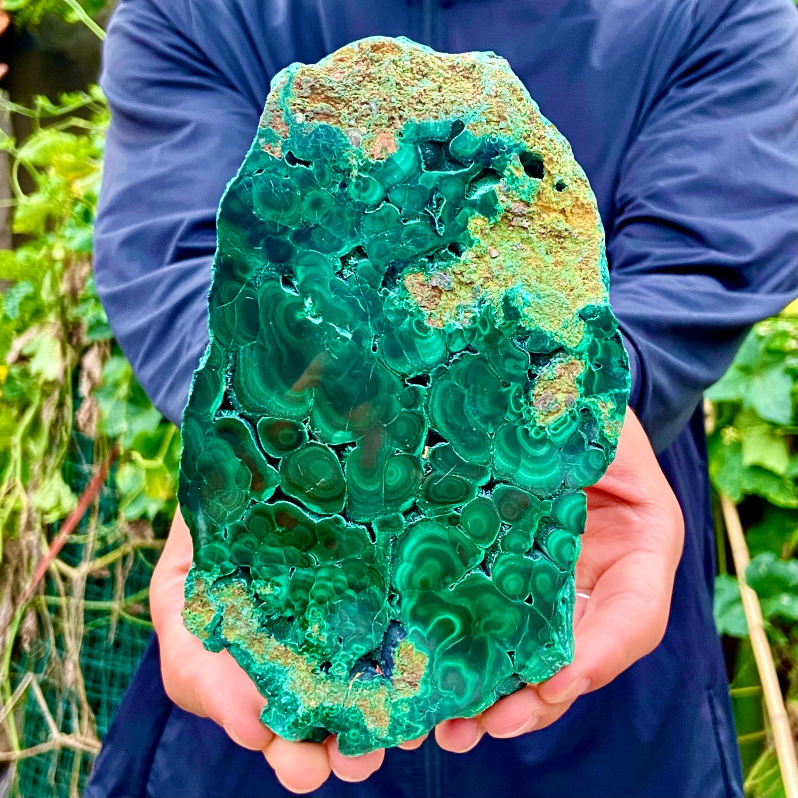 1.43LB Natural Green Malachite Crystal Flaky Pattern Ore Specimen Quartz Healing