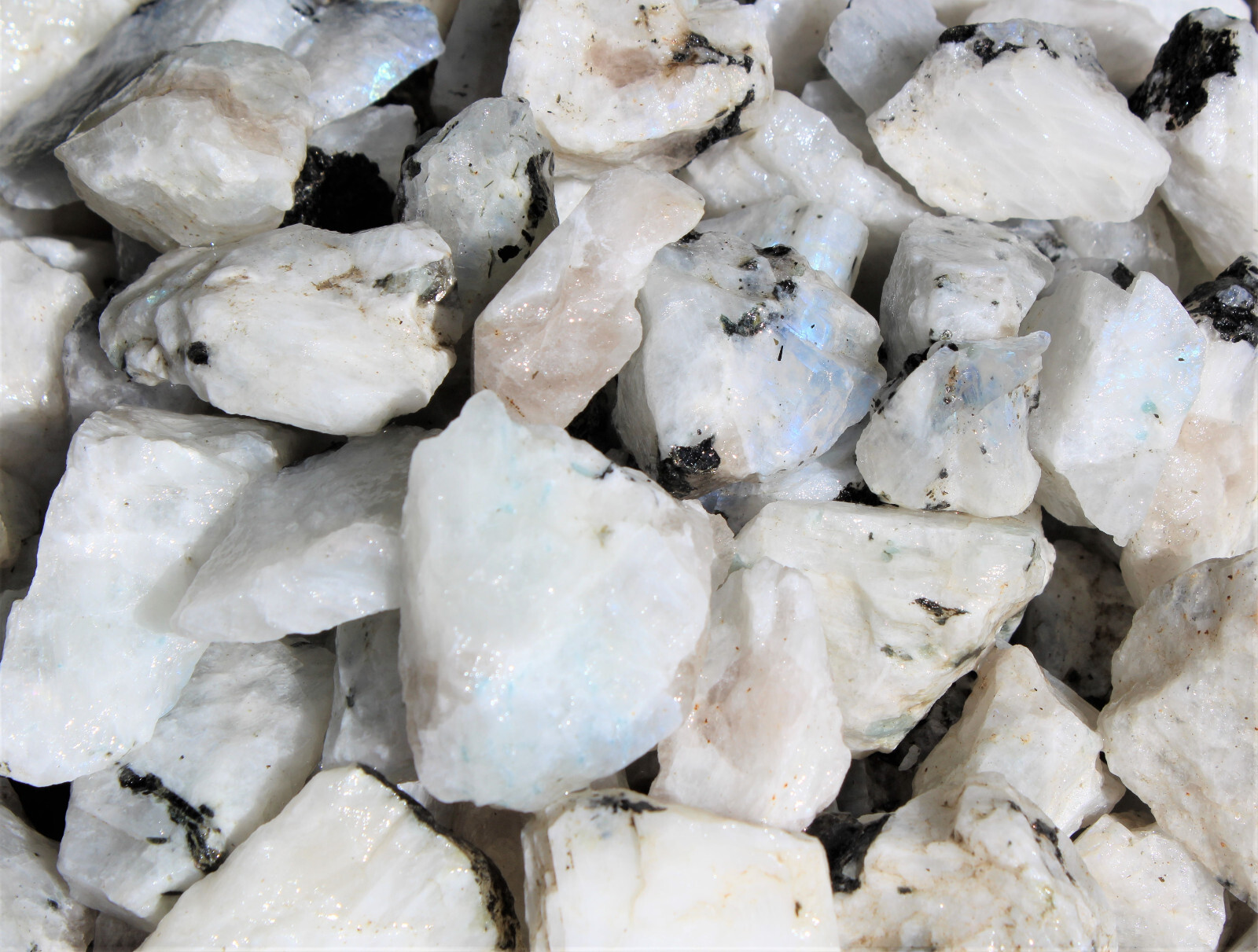 Rainbow Moonstone Rough Natural Gemstone Crystals: Raw Rainbow Moonstone Pieces