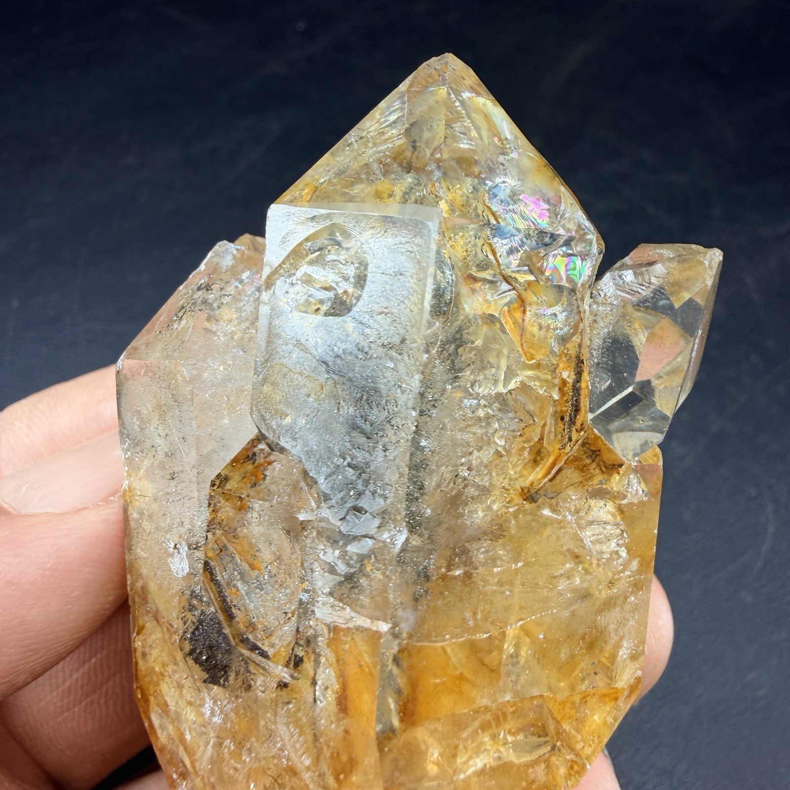 Golden Aura Herkimer Diamond Quartz Crystal Point Healer / New York *VIDEO*