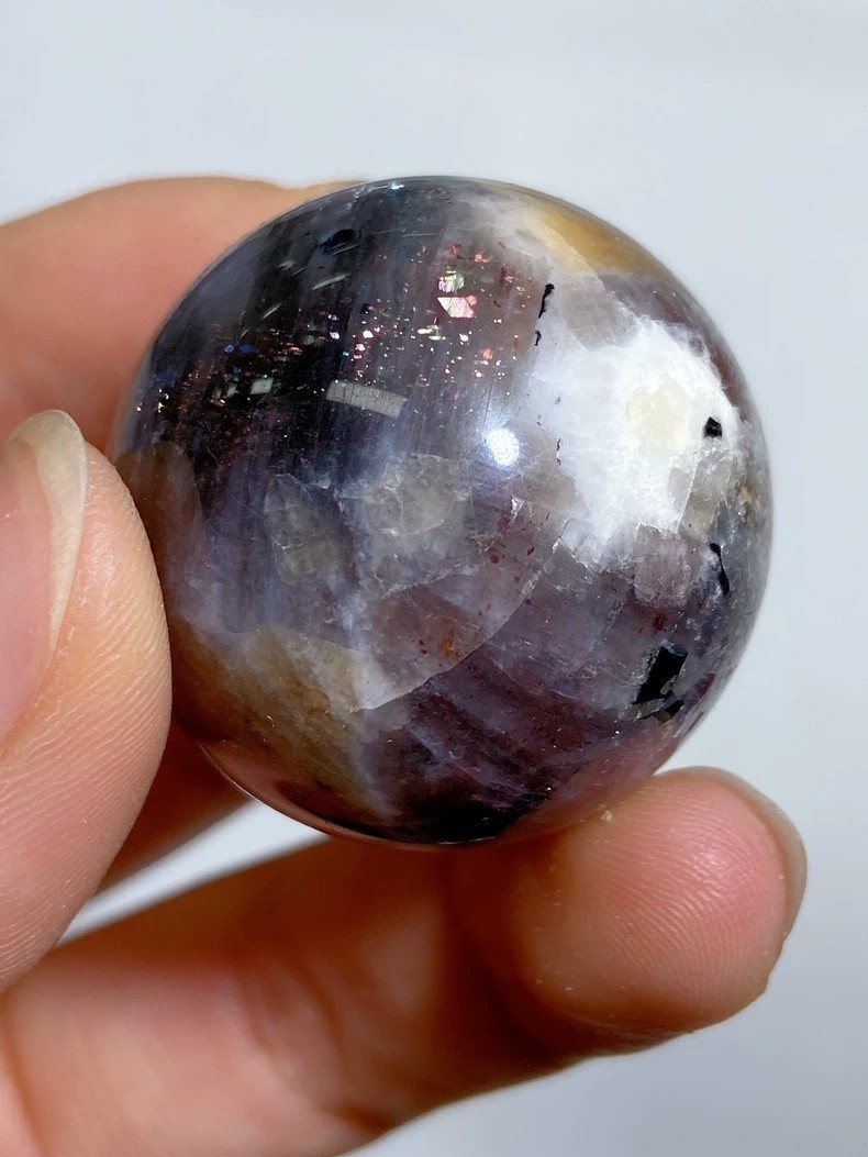 Star Sky Crystal Sphere Moonstone Sunstone Tourmaline Intergrowth Specimen