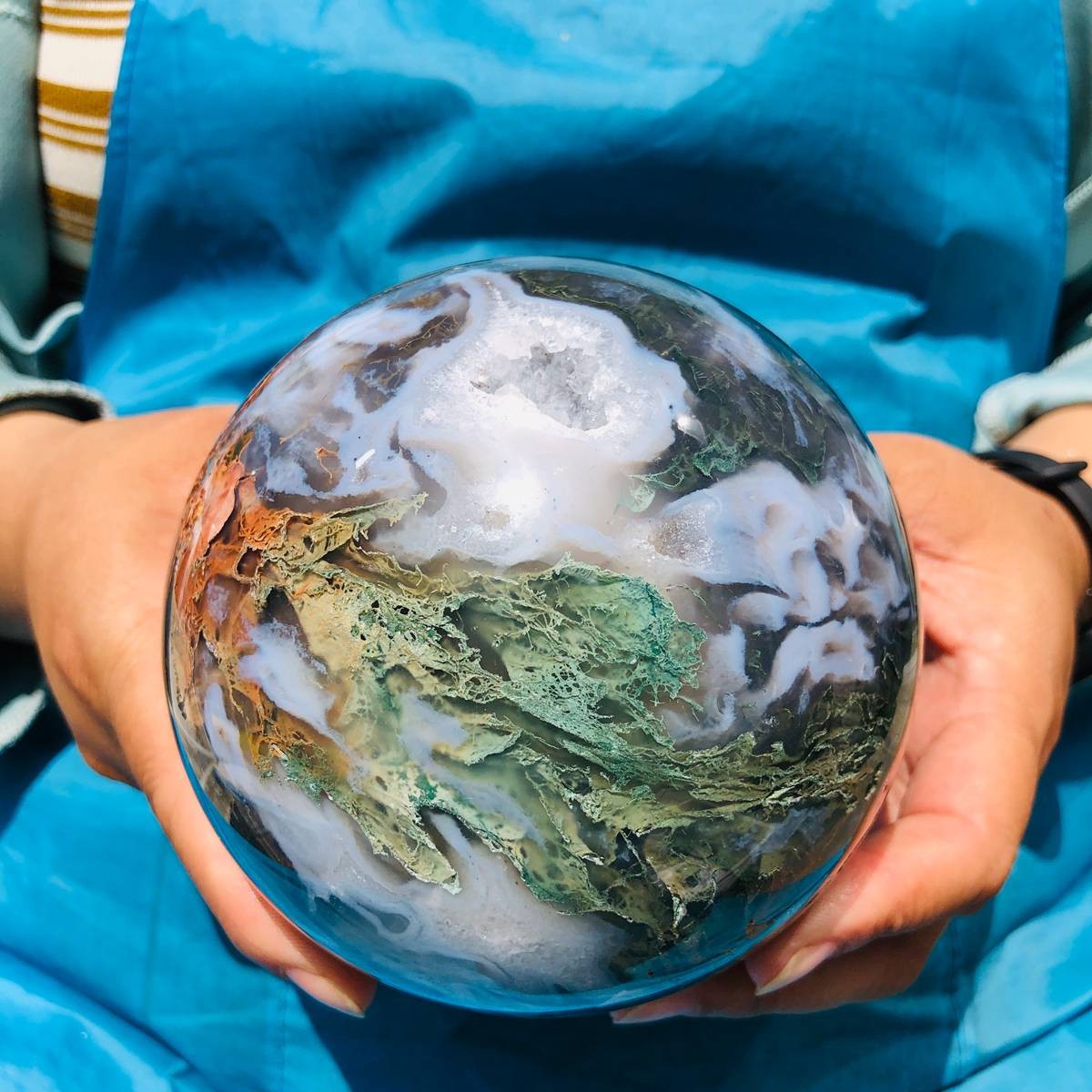 2 pieces 3730g Natural aquatic Agate Ball Quartz Crystal Sphere Healing 2082