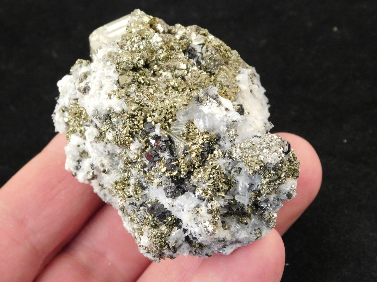 Druzy PYRITE Crystal CUBE Cluster with Sphalerite and Chalcopyrite Peru 188gr