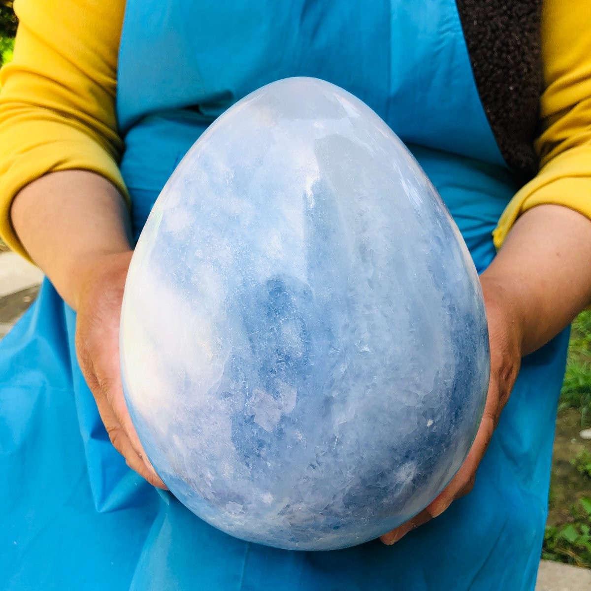 11.5LB Natural blue celestite POLISHED egg shape Quartz Crystal healing decor