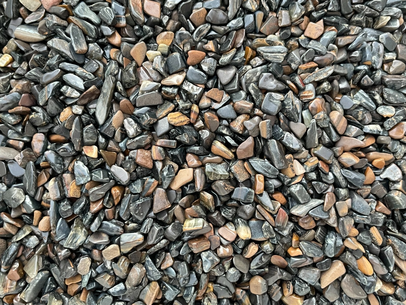 Grade A++ Blue Tiger Eye Semi Tumbled Gemstone Mini Chips 5-12 mm,Wholesale Bulk