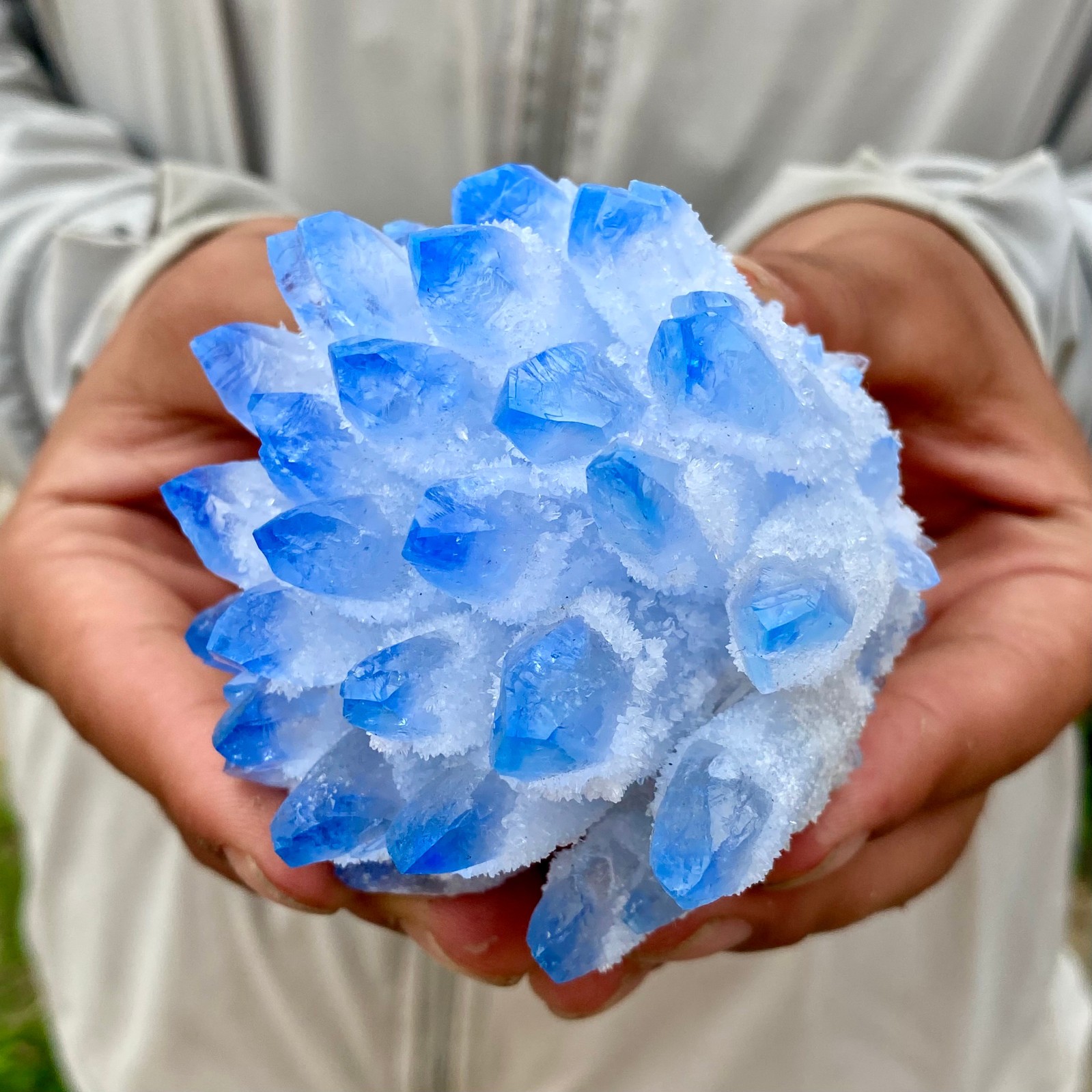 345G New Find blue Phantom Quartz Crystal Cluster Mineral Specimen Healing