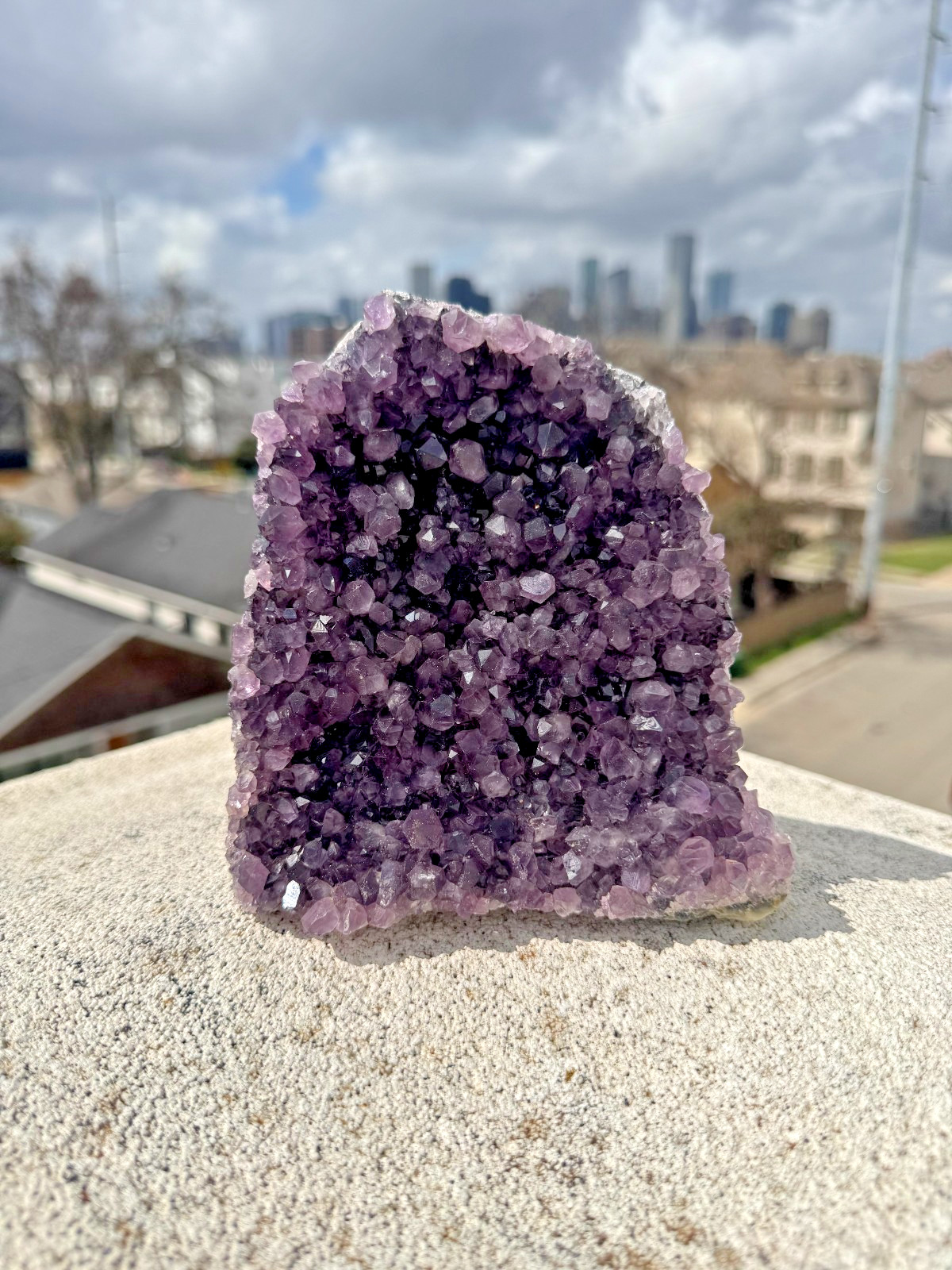 Amethyst Geode Crystal Cluster | 3 lbs 2 oz | All Natural, Cut-Base |