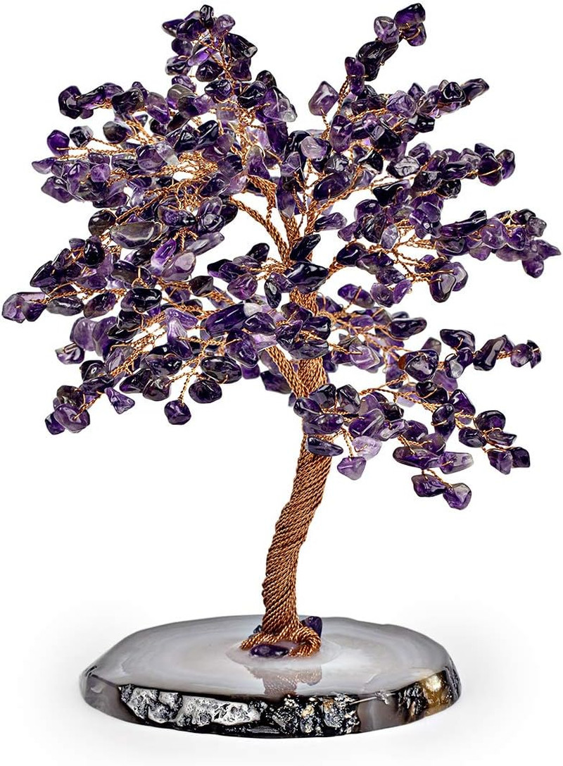 Oasis, Real Amethyst Crystal Feng Shui Tree of Life Home Decor, Wrapped in Coppe