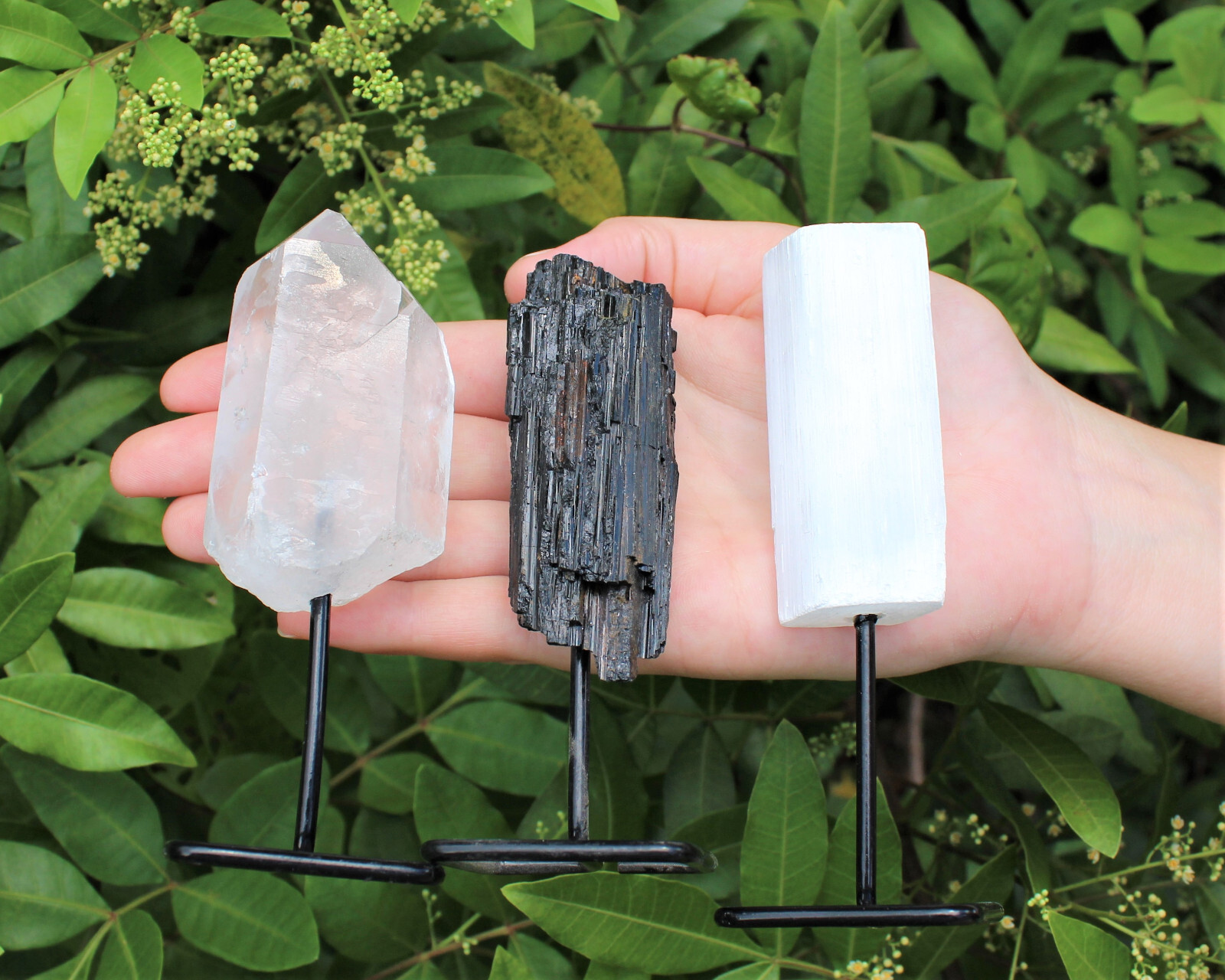 Protection Combo Kit – Tourmaline Log, Selenite Stick & Clear Quartz Point