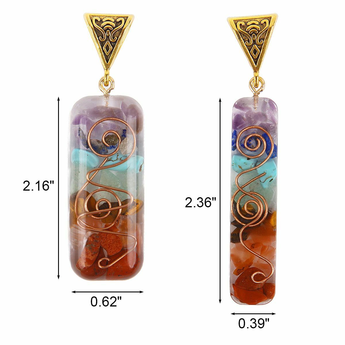 7 Chakra Energy Generator Pendant Copper Coil Orgonite Necklace HANDMADE Rainbow