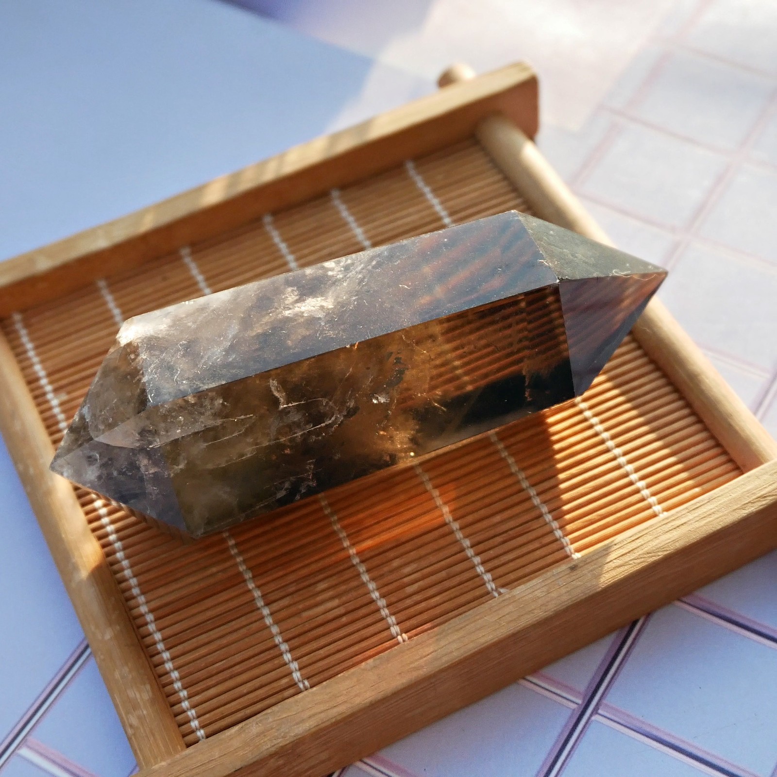 3.8″ Smoky Quartz Double Point Crystal Wand Healing Grounding Reiki Energy Gift