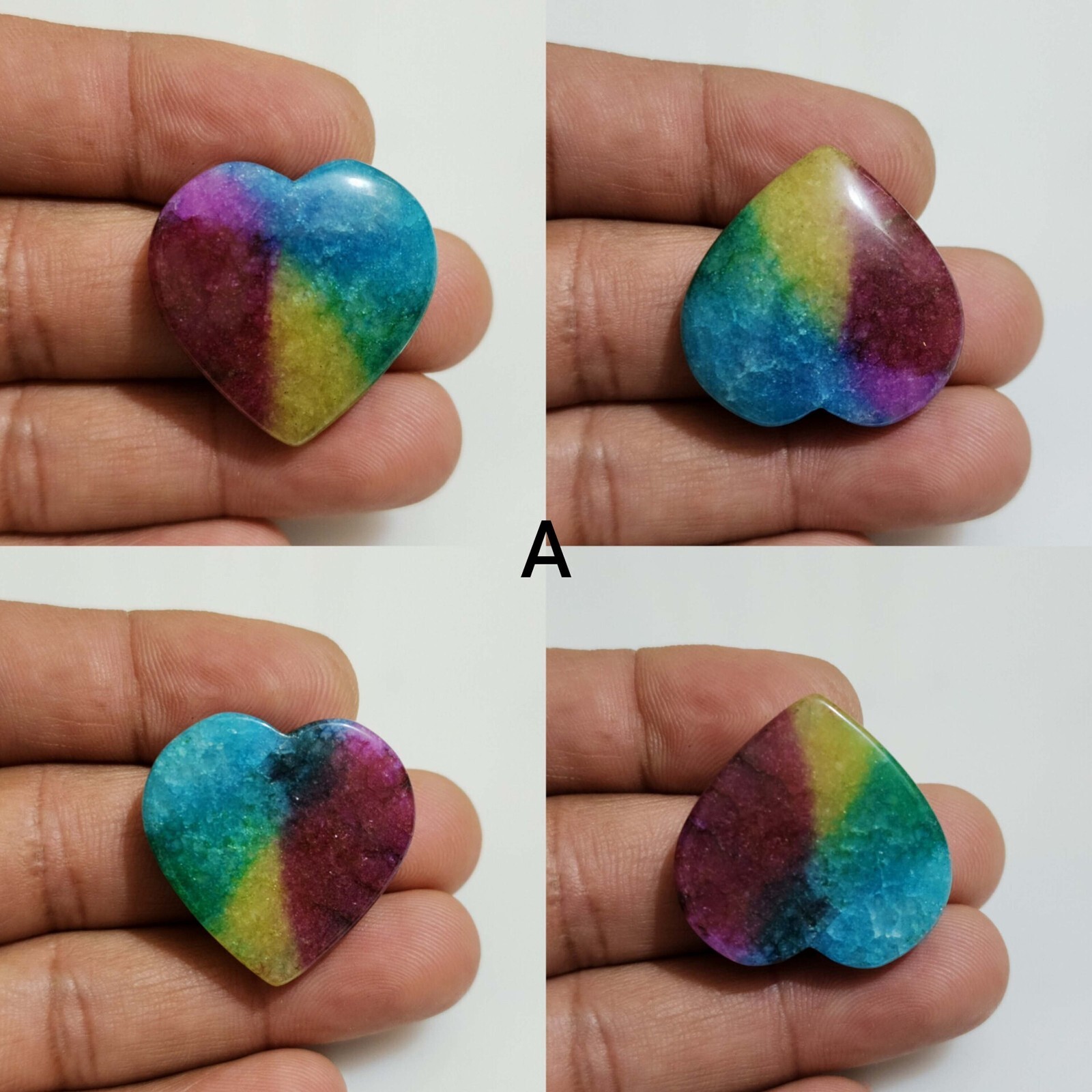 Excellent Top Rainbow Solar Quartz Heart Shape Jewelry For Making Loose Gemstone