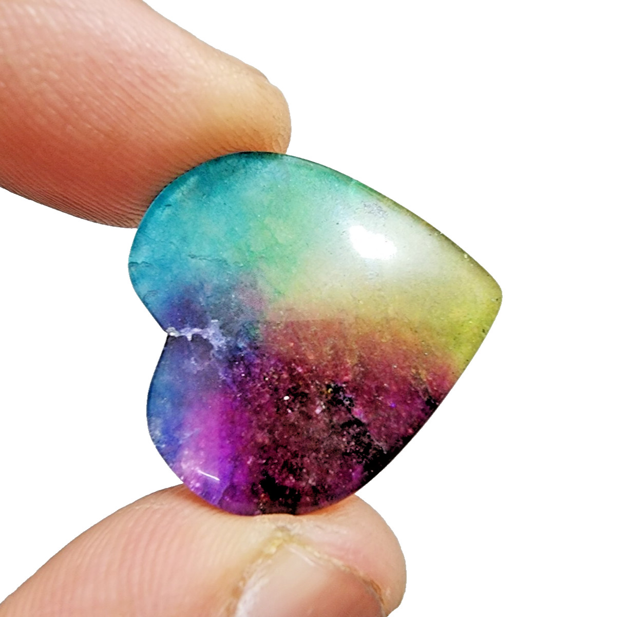 Natural A+ 30 Crt Rainbow Solar Quartz Heart Shape Loose Gemstone Jewelry Making
