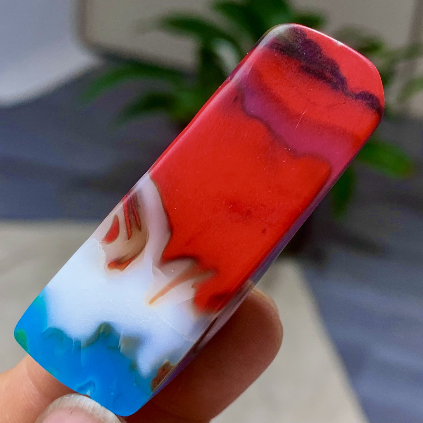 27G Natural NanHong Agate block multicolored Pattern Cabochon mineral Crystal
