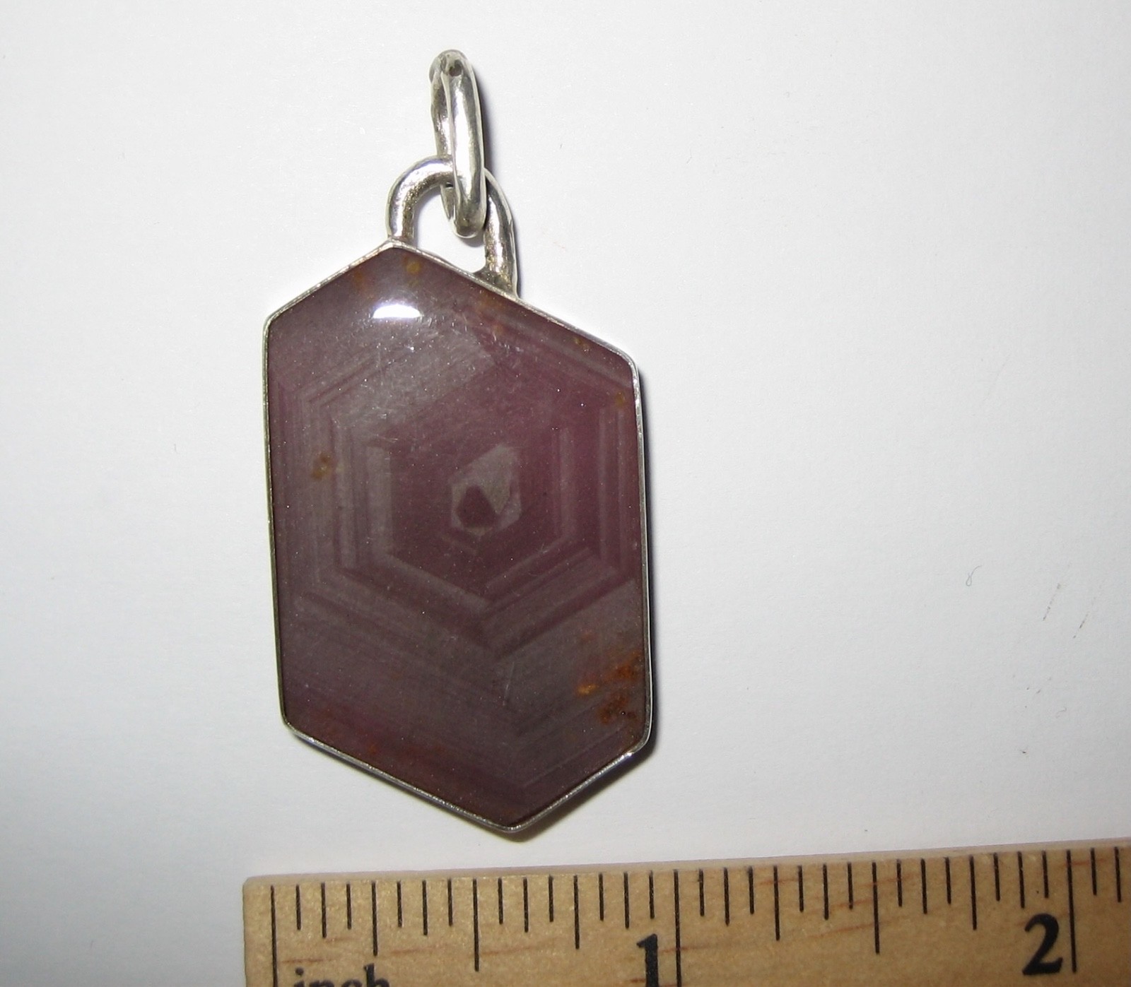 36mm x 22mm RUBY CRYSTAL STONE MINERAL SILVER PENDANT TANZANIA W/ RESIN COATING