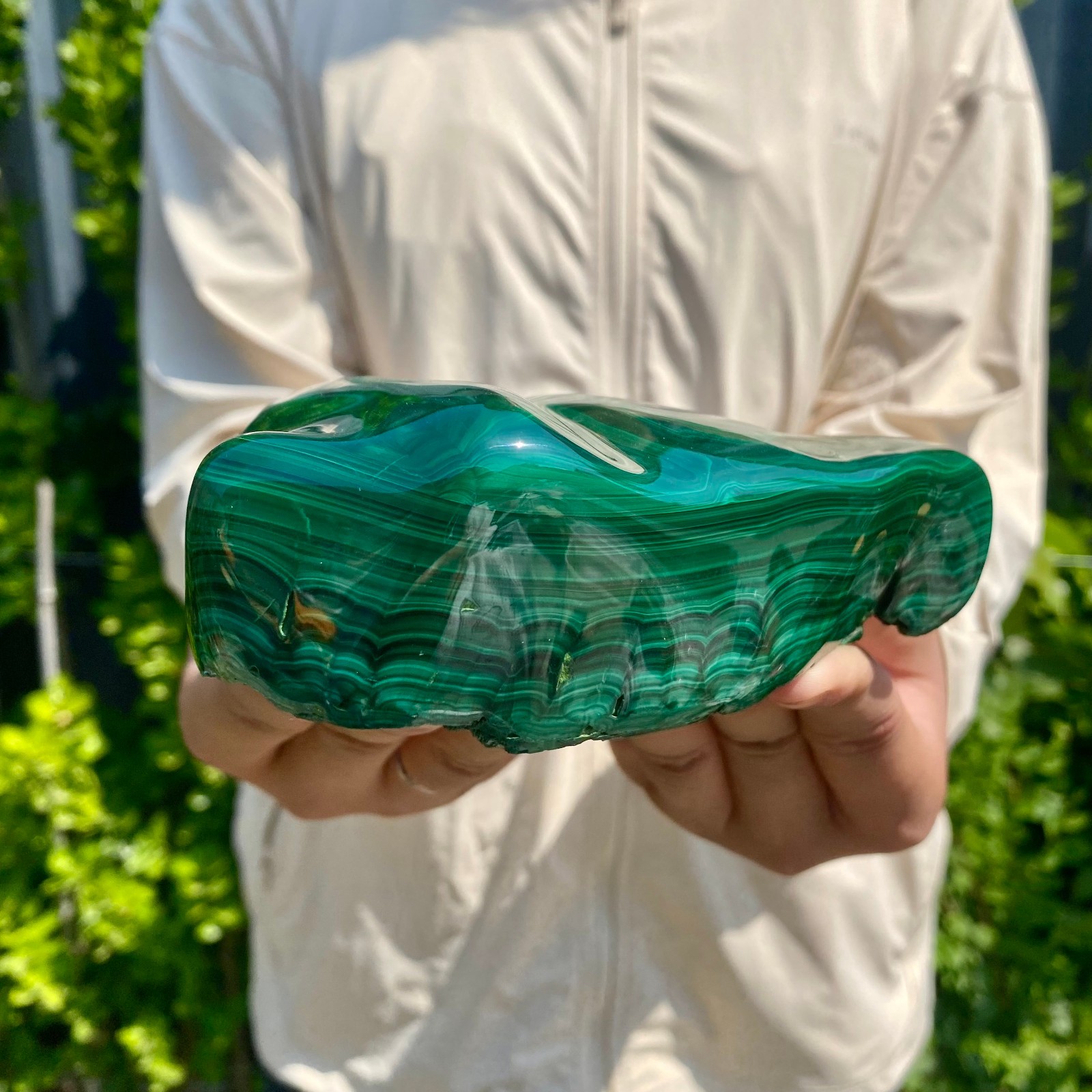 2.35LB Natural glossy Malachite transparent cluster rough mineral sample