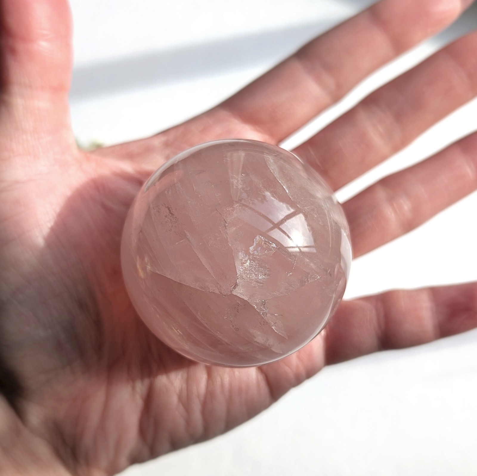 51mm super flashy rose quartz sphere with asterism, star rose quartz crystal