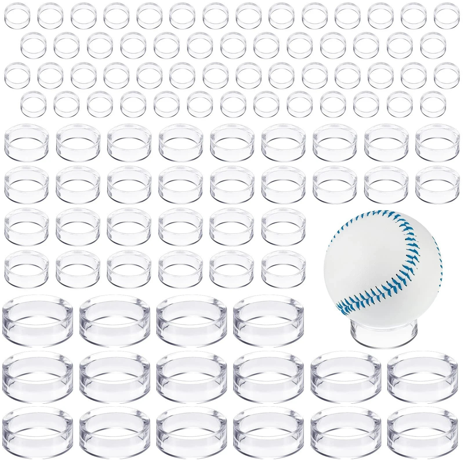 100PCS Clear Acrylic Crystal Sphere Stands Egg Holders for Balls Marbles 3 Sizes