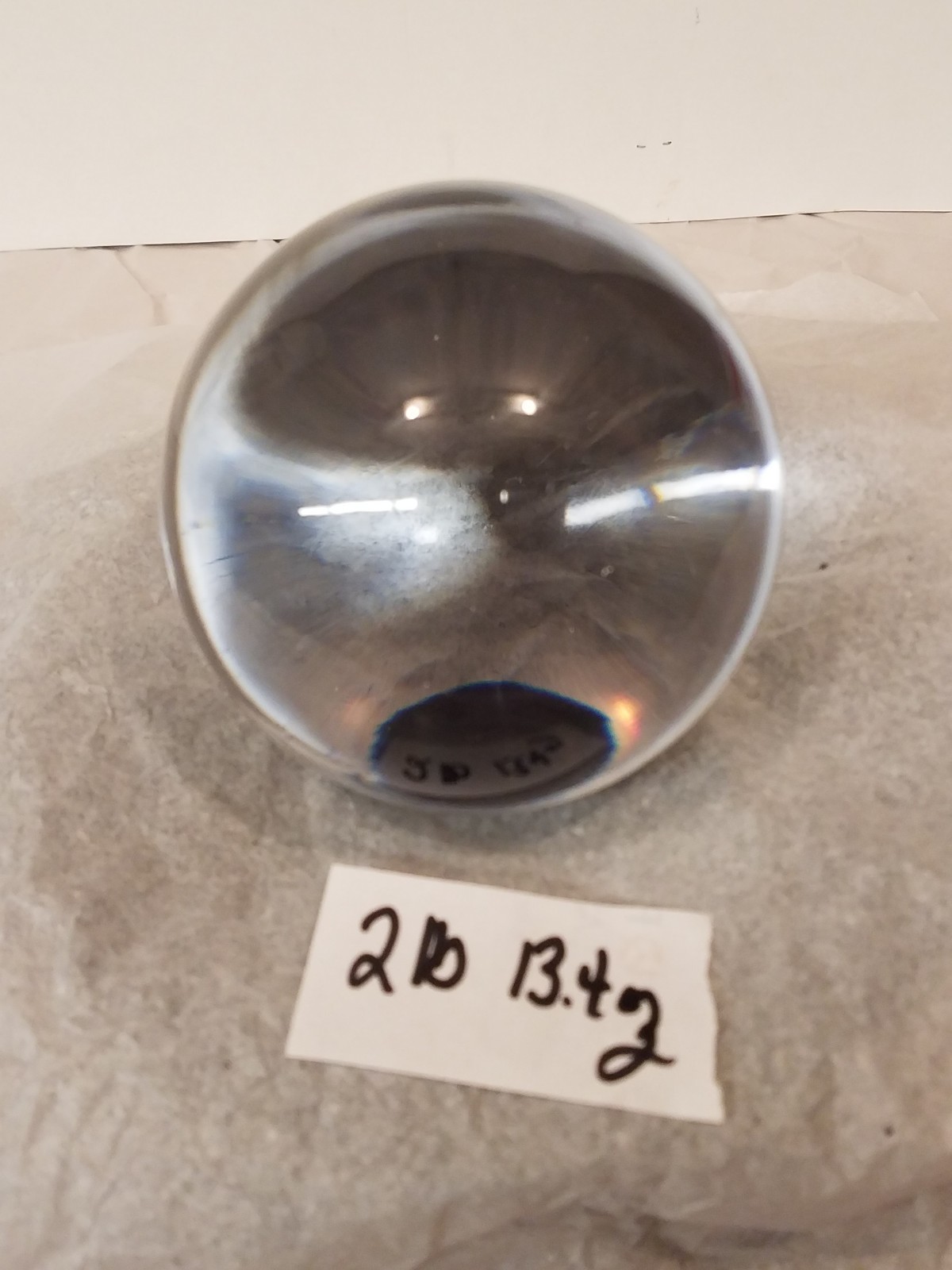 Glass Ball Solid Clear Sphere Flat on One side Paper Weight 4 Inch Diameter