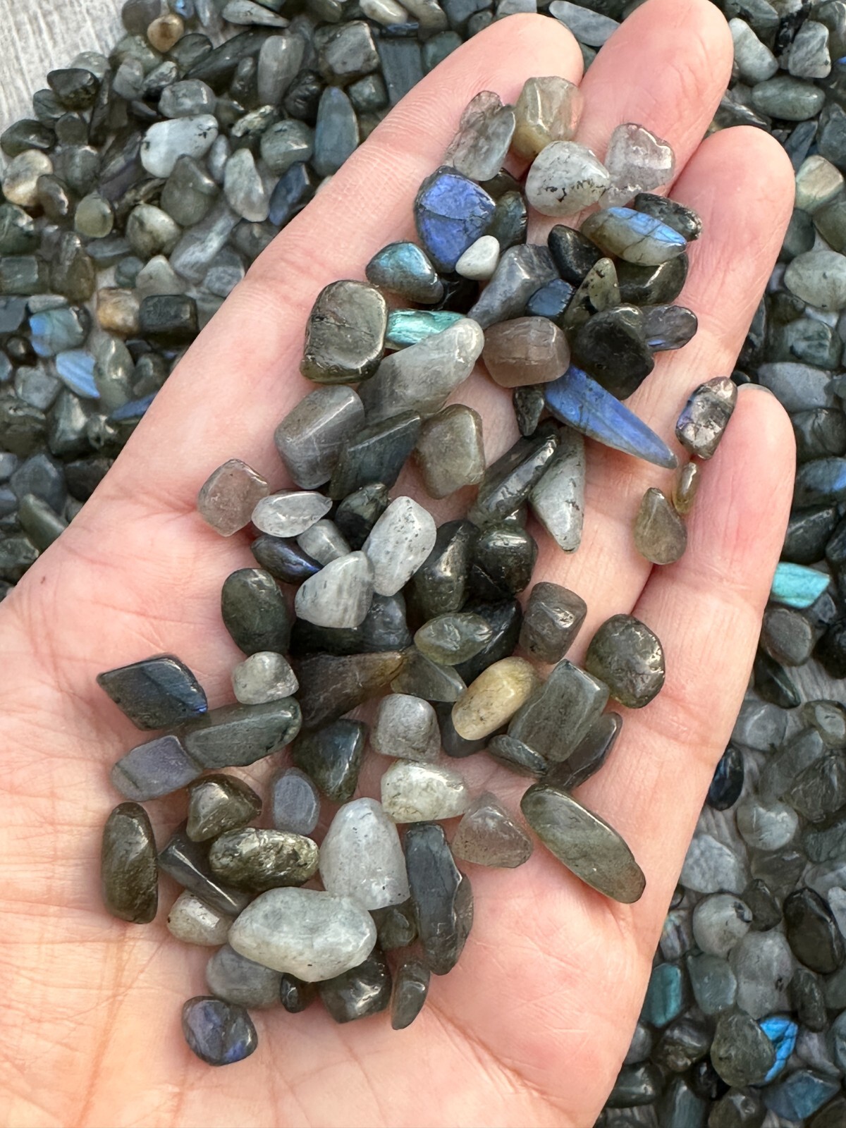Grade A++ Blue Labradorite Semi Tumbled Gemstone Chips 5- 15mm, Wholesale Lots