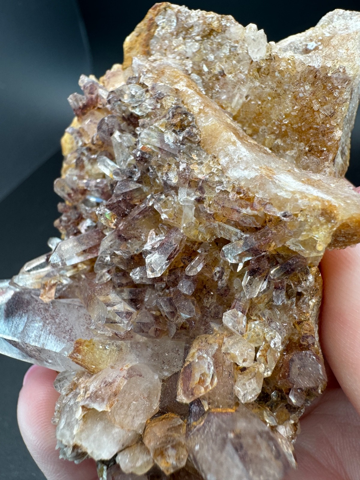 6788 Sunset Phantom Quartz Cluster with Nice Hematite Inclusions India 125g