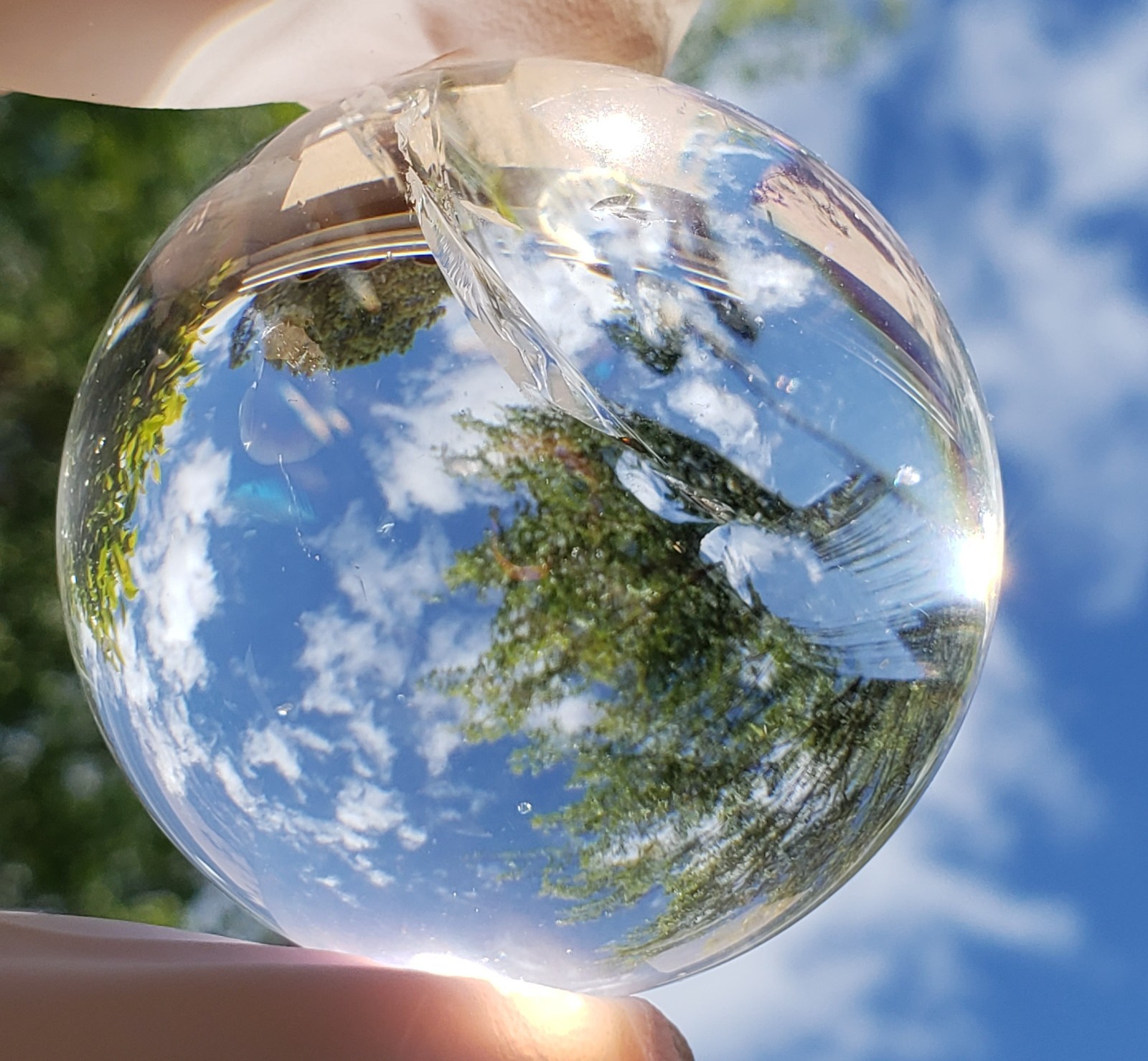 2″ Natural Brazilian Clear Crystal Quartz Sphere Orb Ball Portal Rainbow, 190g