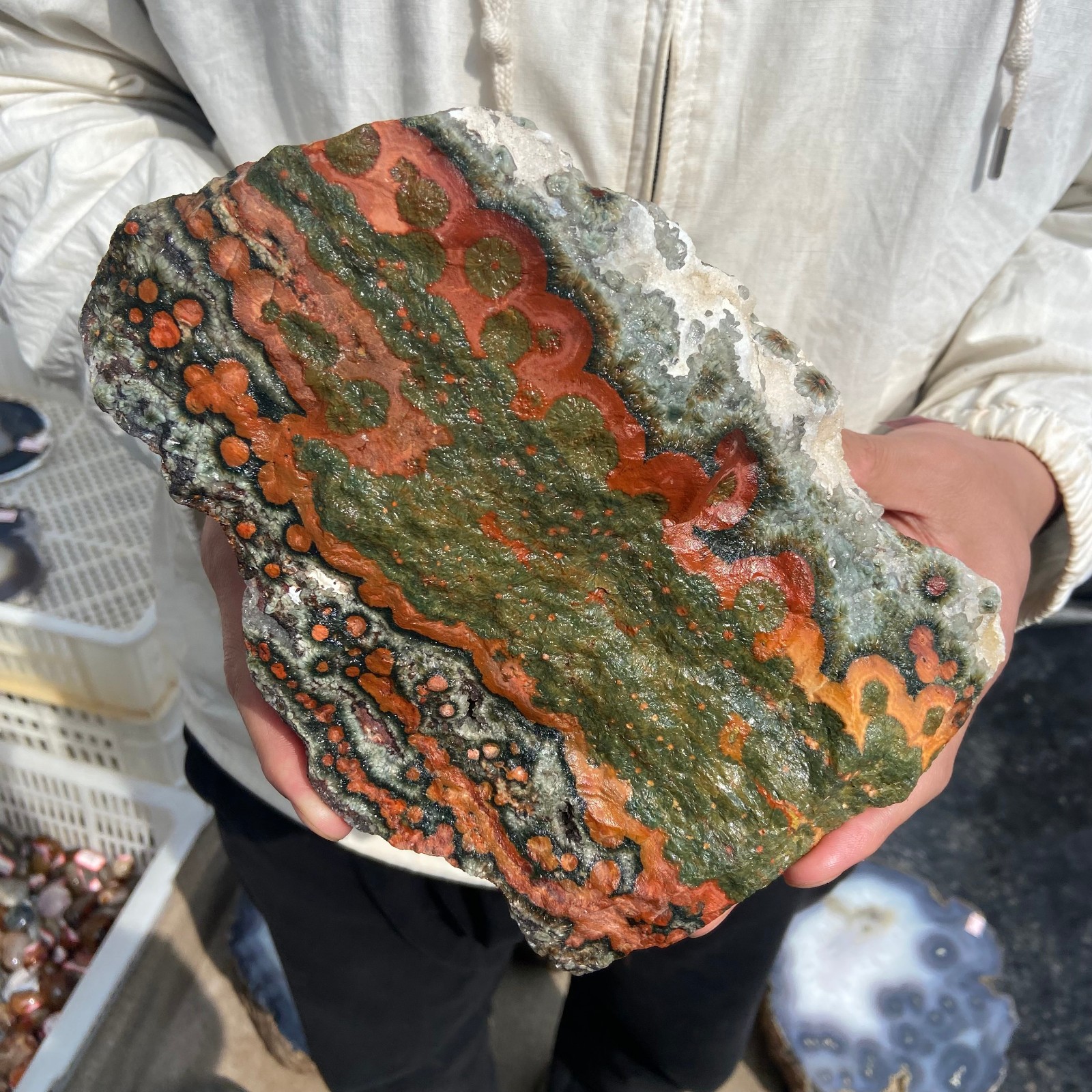 8lb Rare Natural colourful ocean jasper quartz crystal rough mineral specimen