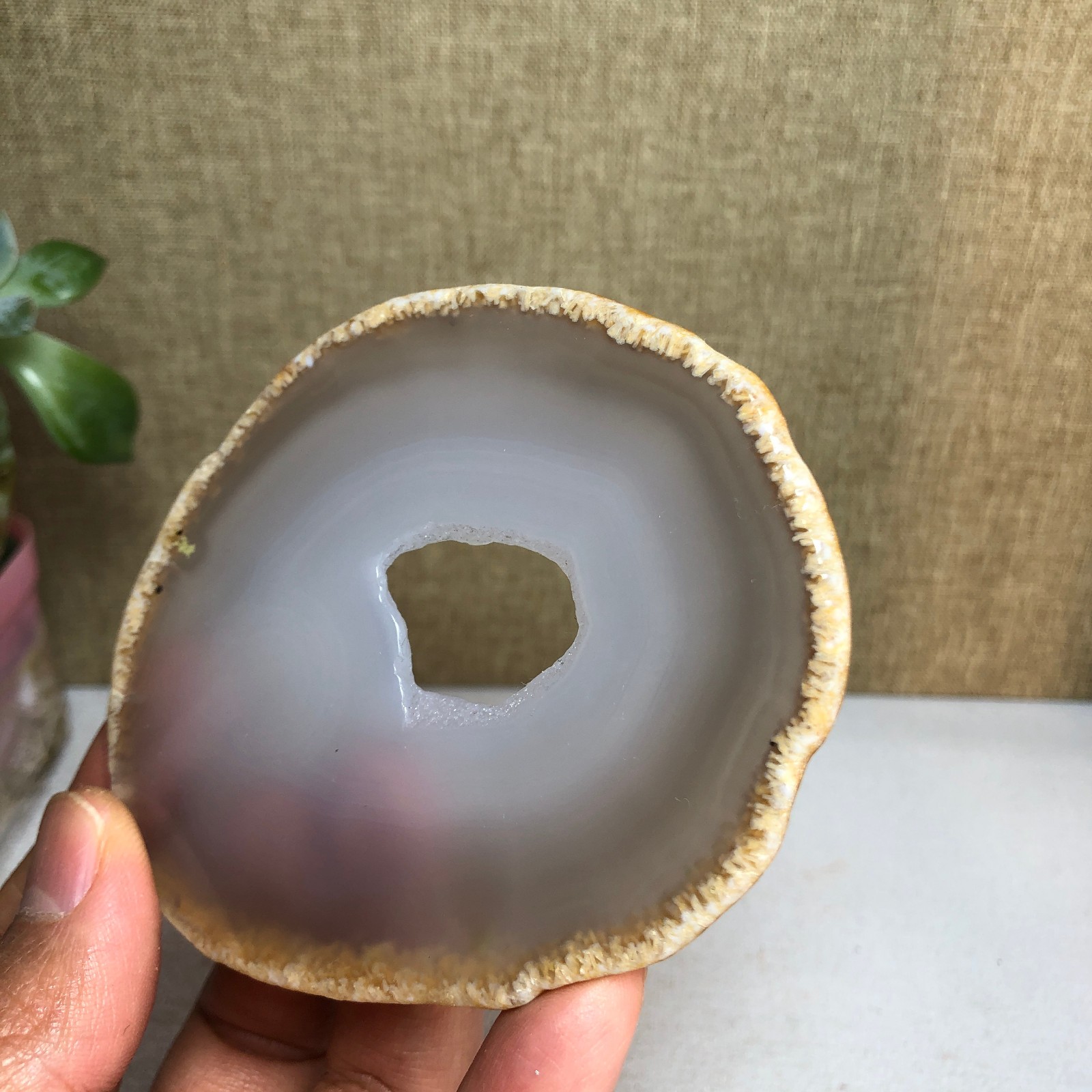 85-73mm Natural agate Slab/Slice quartz crystal pictographic specimen 59g A2086