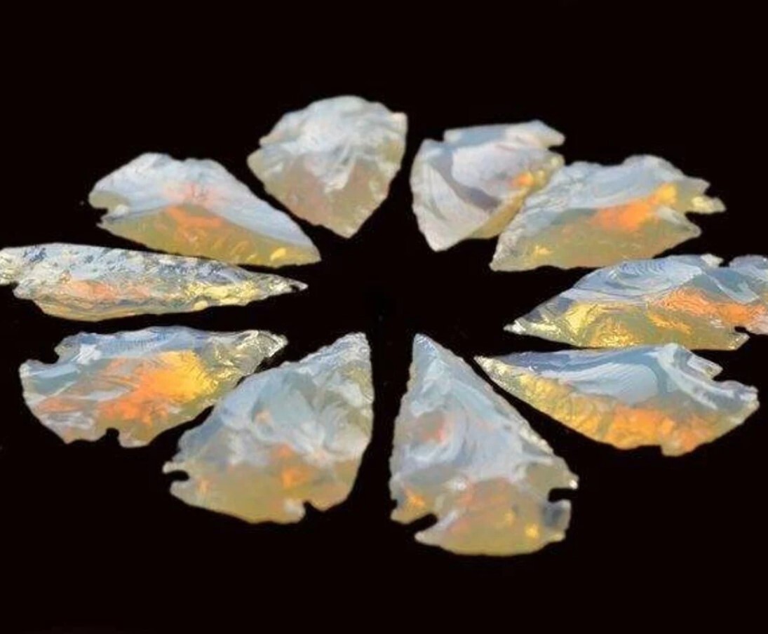 Bulk Opalite Arrowhead Carving Stone Crystal, Carved Crescent Opalite Healing