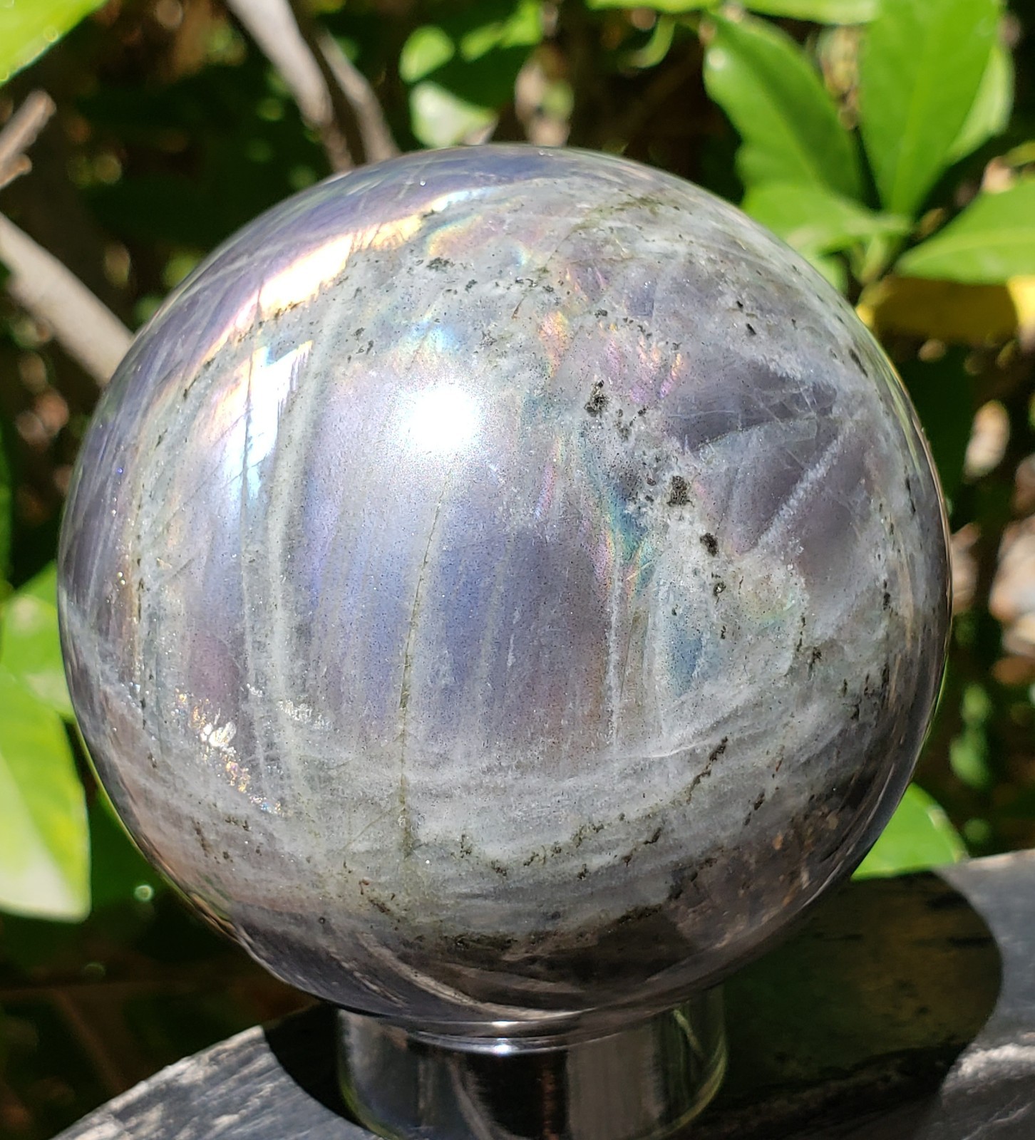 2.6″ Labradorite Mineral Crystal Iridescence Sphere Ball Orb Flash, 426g