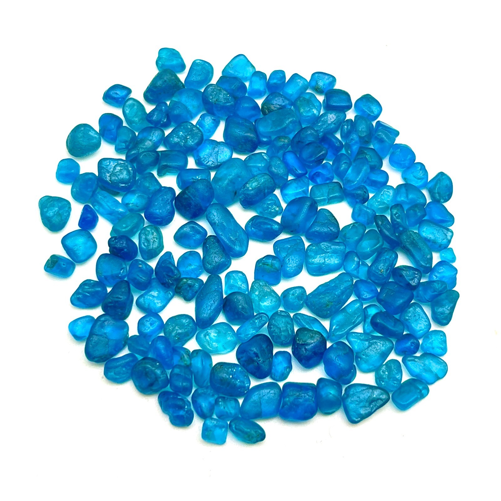 50 Pieces Natural Neon Blue Apatite Rough – 6-8 mm Raw Gemstone Crystals