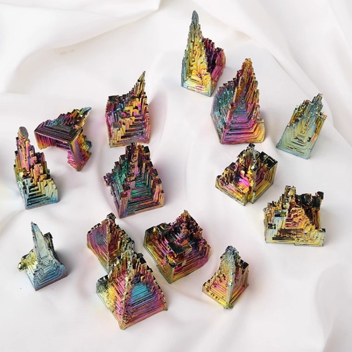 Rainbow Aurora Bismuth Quartz Crystal Geode Mineral Specimen Bismuth Ore Tower