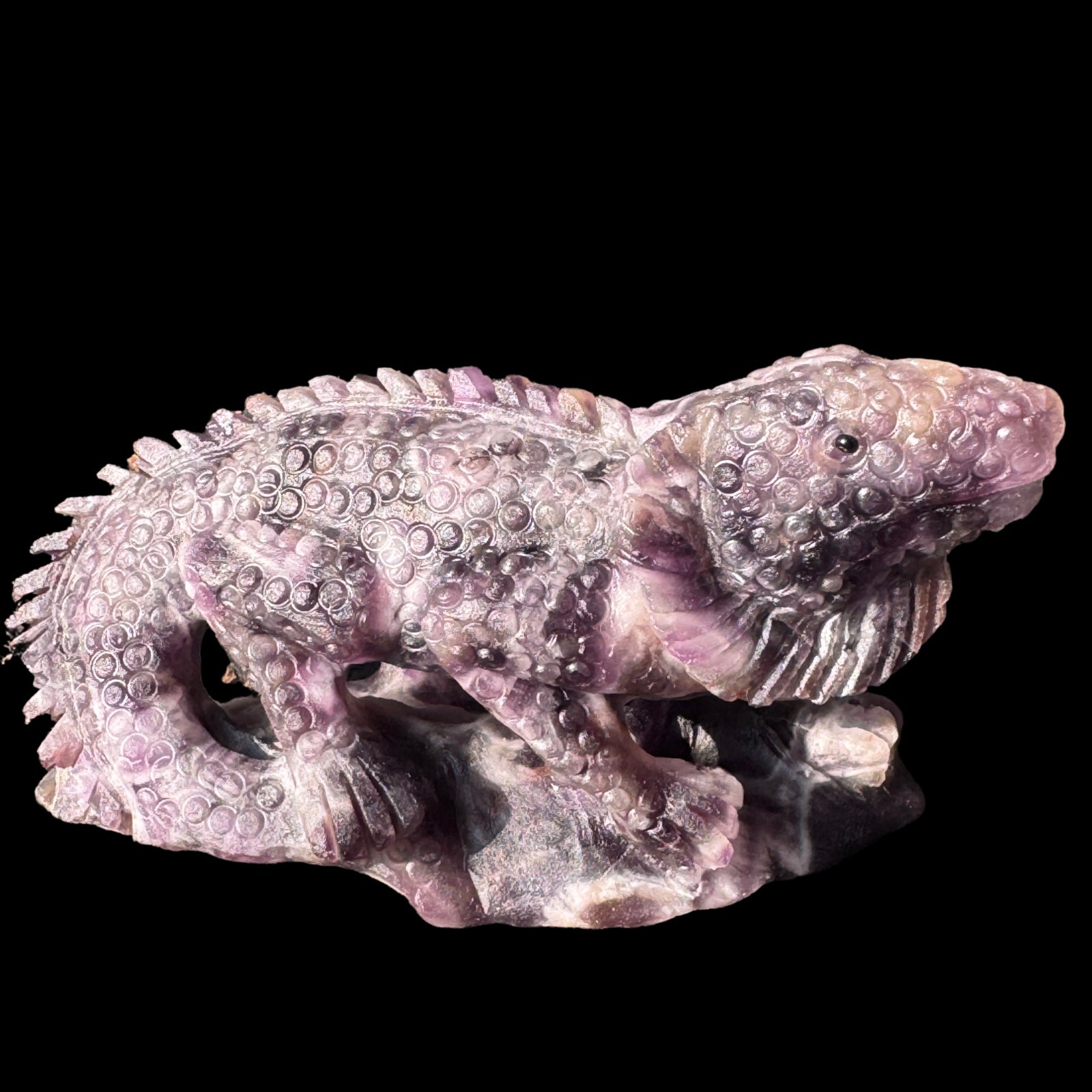 Auction: Hand Carved Dream Amethyst Lizard Sculpture – Spirit Animal, Free Shipp