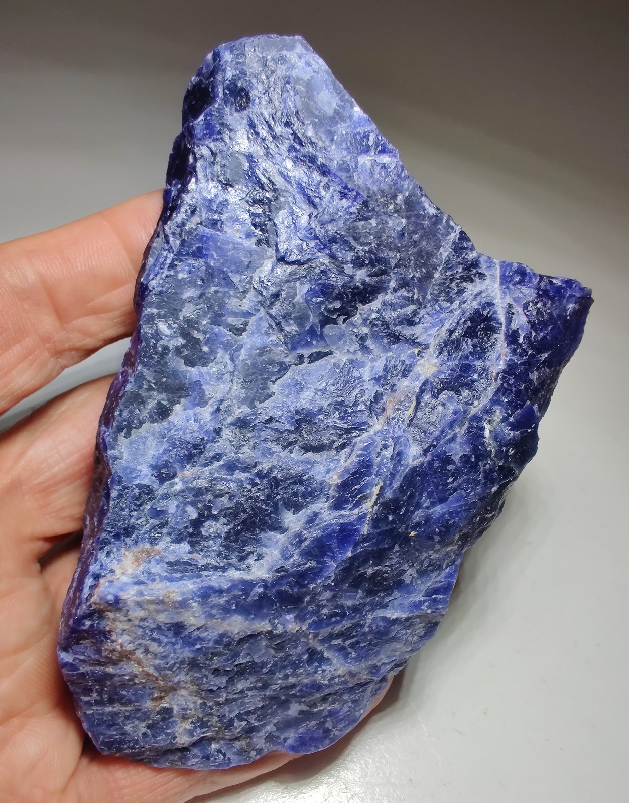 Sodalite, rich blue color, bright orange UV! Kunene region, Namibia. 320 grams.