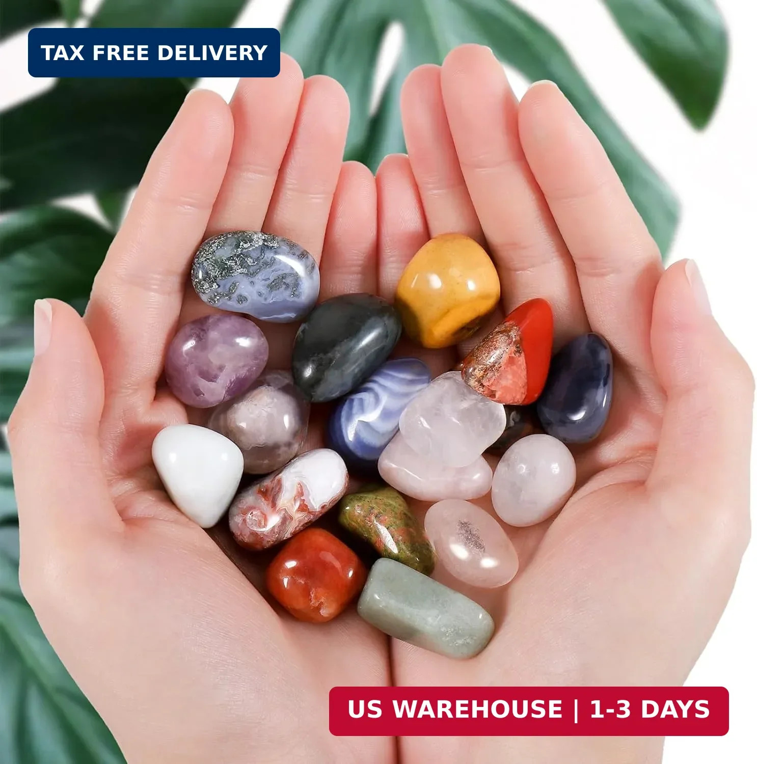 18 Pcs Crystals and Healing Stones Set, Natural Polished Gemstones Collection, T