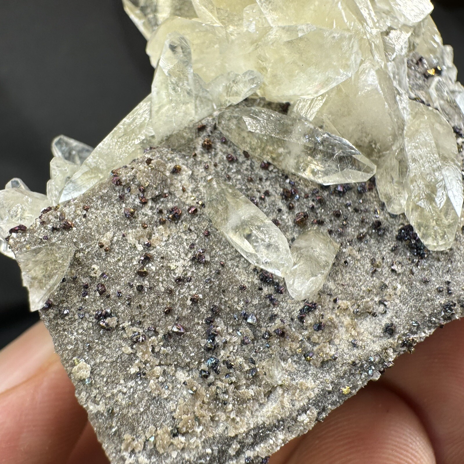 Golden Calcite Crystals with Chalcopyrite on Matrix / Missouri