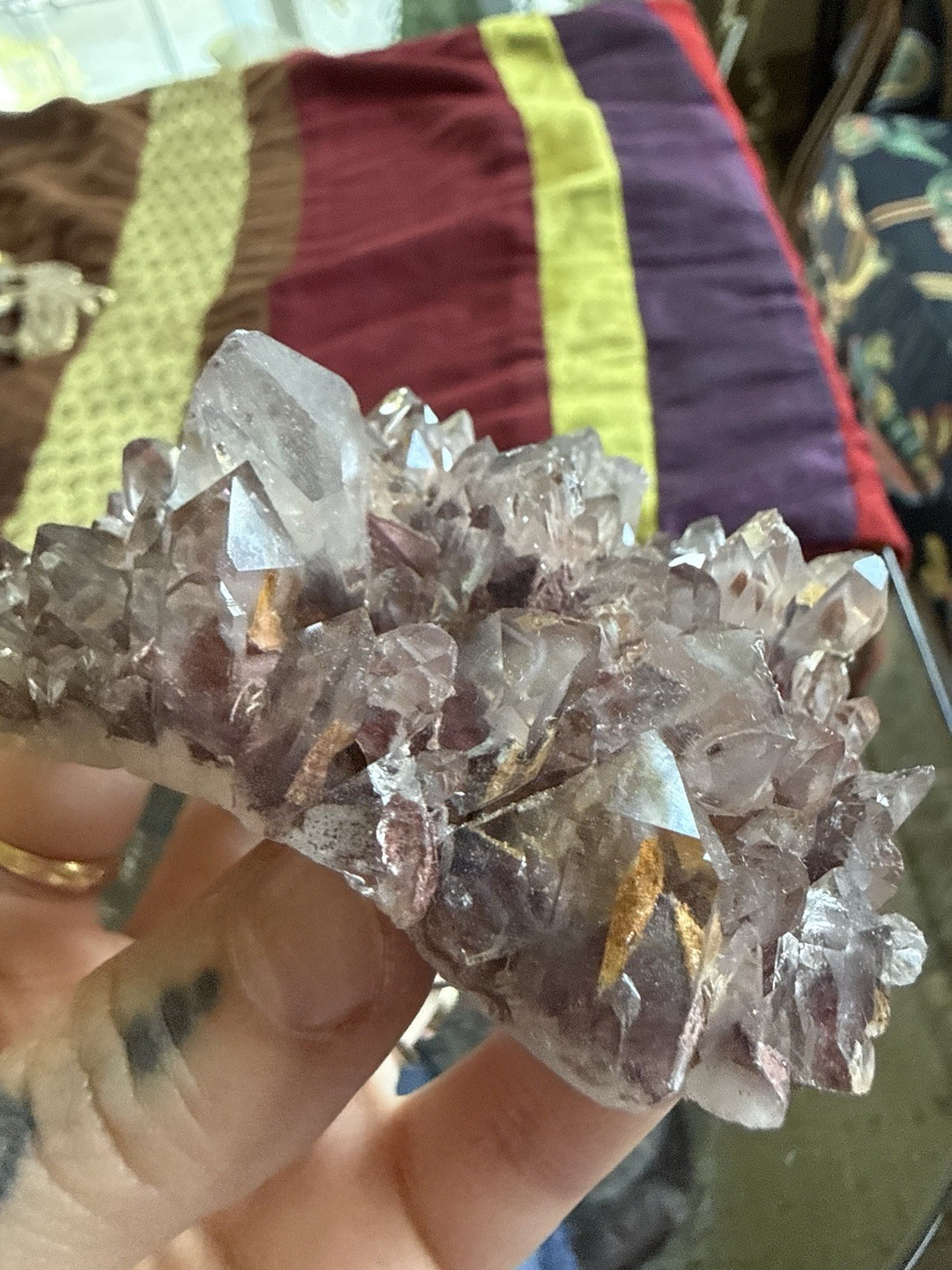 Red Hematite Phantom Quartz Crystal Cluster – Sunset Phantom Quartz