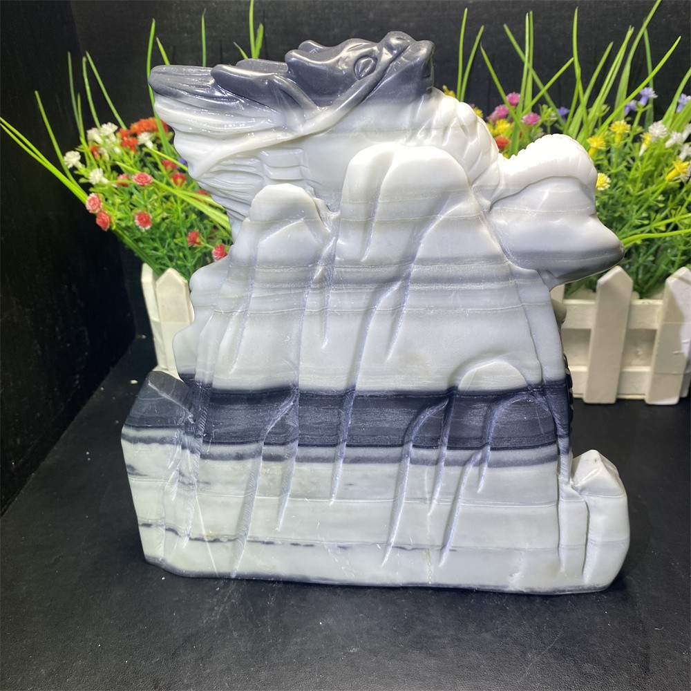 5.2LB 7.7″ Natural A+Taiji Jade Chinese Dragon Crystal Reiki Carving Heal Decor