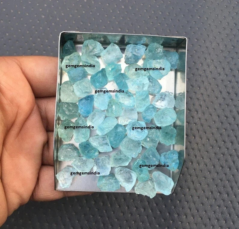 15 Pieces Natural Blue Aquamarine Raw Size 10-12 MM Aquamarine Rough Stone Bulk