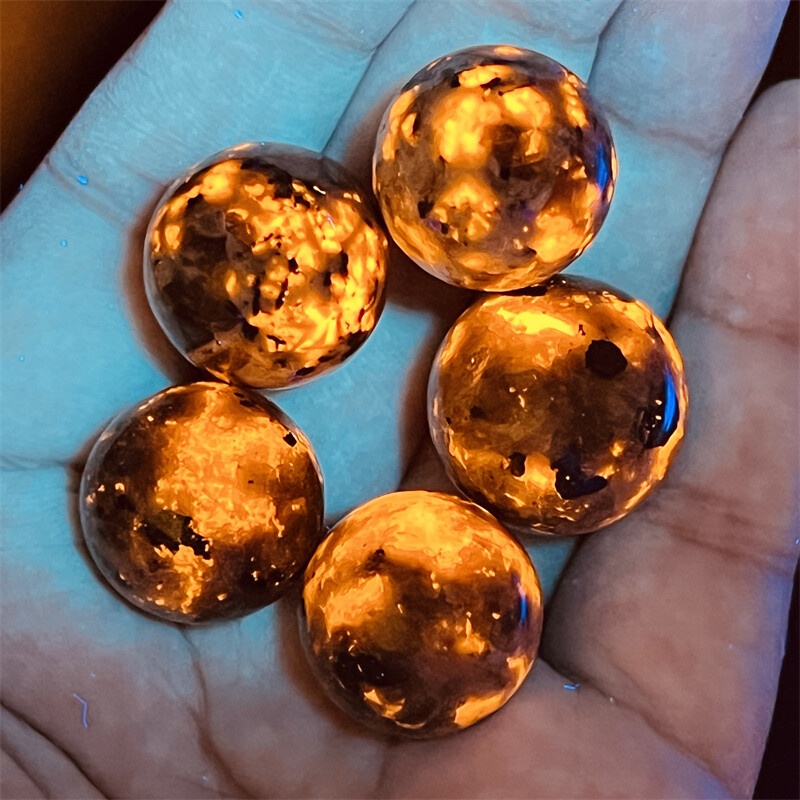 5pcs Natural Yooperite Ball Flame’s stone 17mm+ sphere quartz crystal Healing