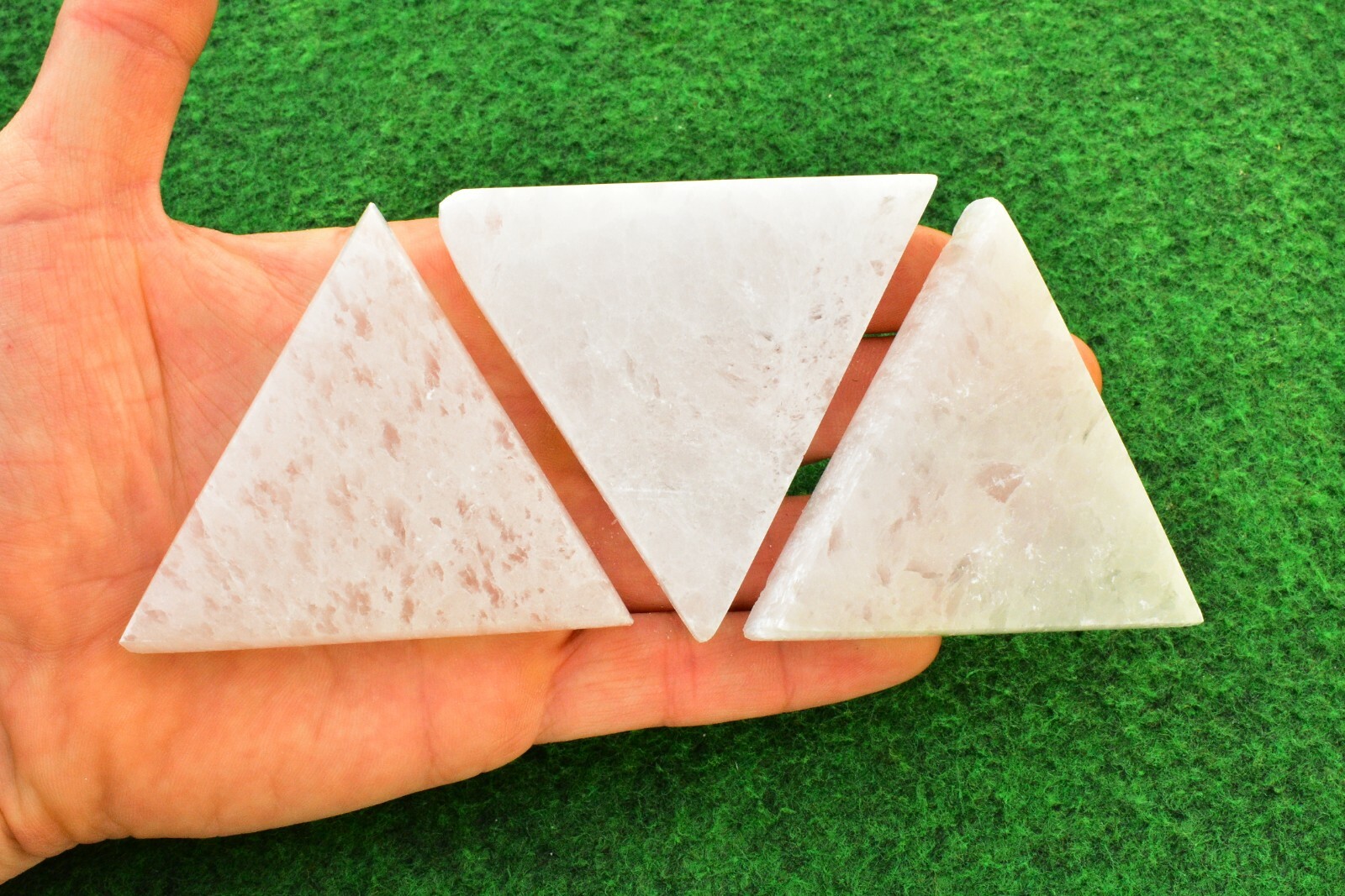 2 Selenite Crystal Triangle 7cm Charging Cleansing Plate Disk Sacred Geometry💎✔