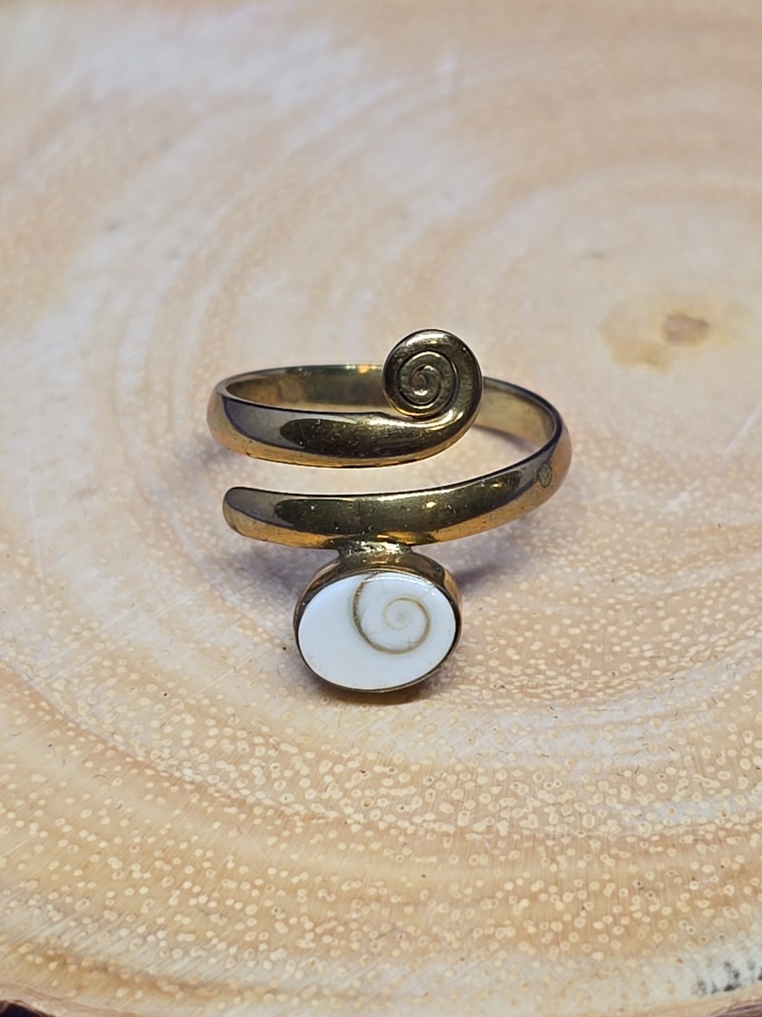 Shiva Eye Wrap Ring Adjustable Gold Brass