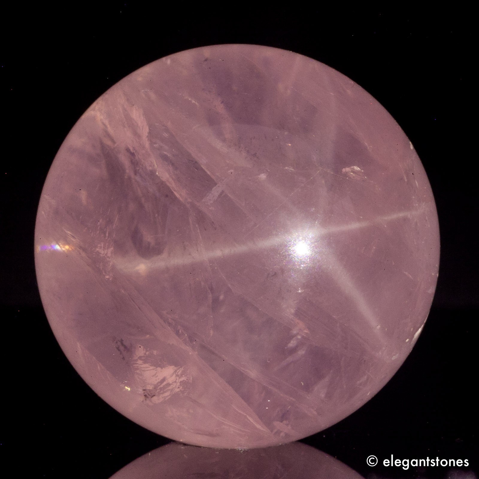 47g32mm STAR (Visible in Flash) Rose Quartz Sphere Crystal Ball Natural Healing