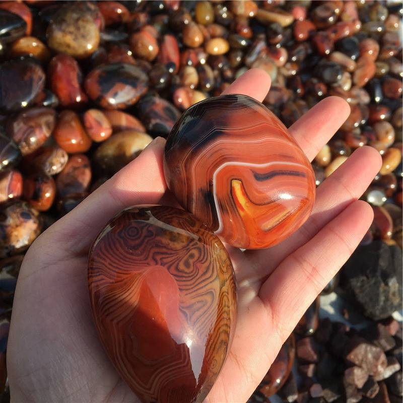 20-150g Natural Silk Banded Lace Agate Crystal Sardonyx Carnelian Specimen Stone