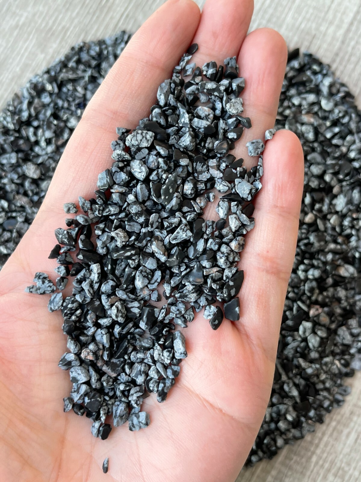 Grade A++ Snowflake Obsidian Semi Tumbled Gemstone Mini Chips 3 – 6 mm, Bulk Lot