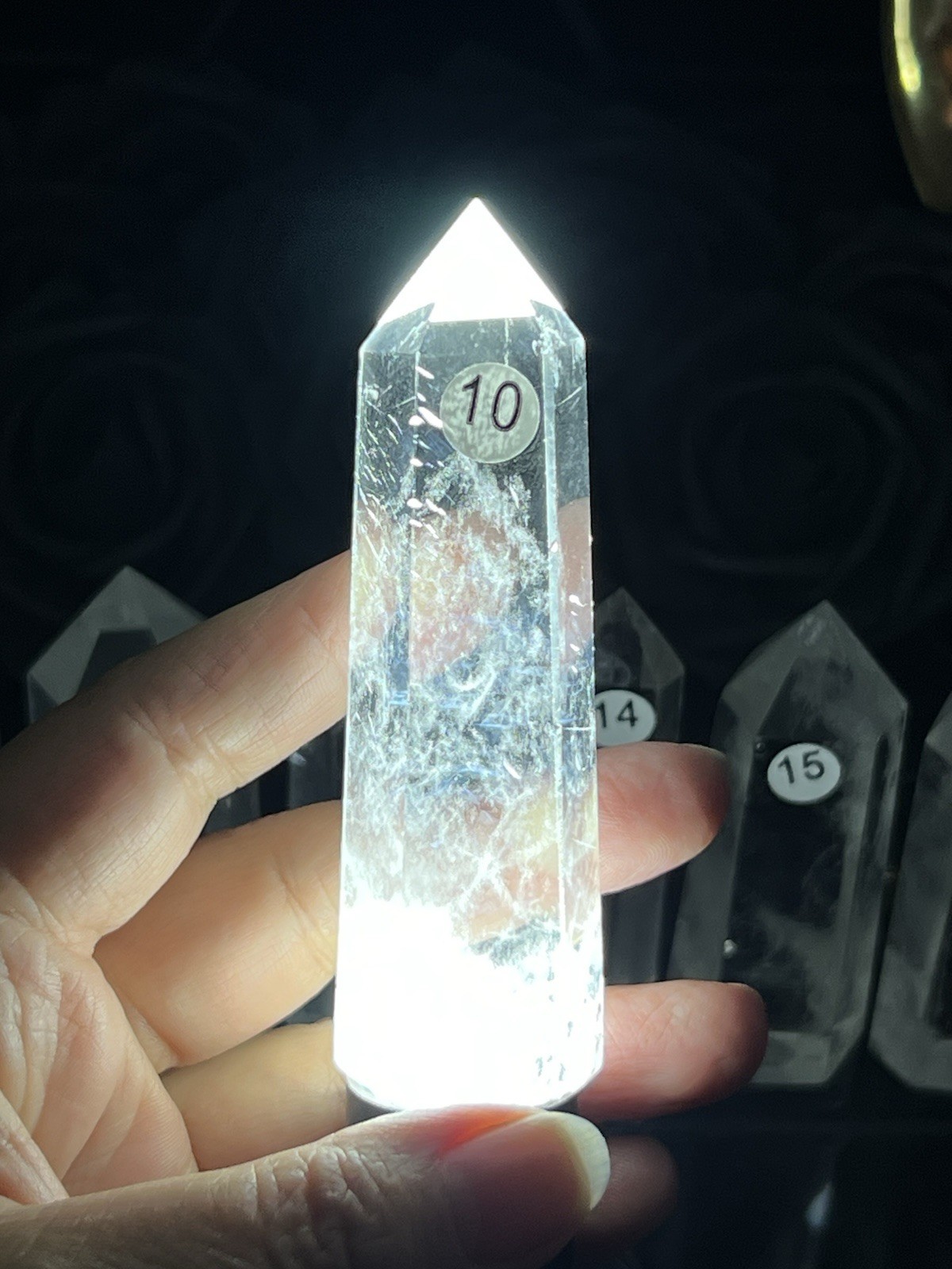 Natural Blue needle Clear Quartz HQ Points Free Ship & Gift