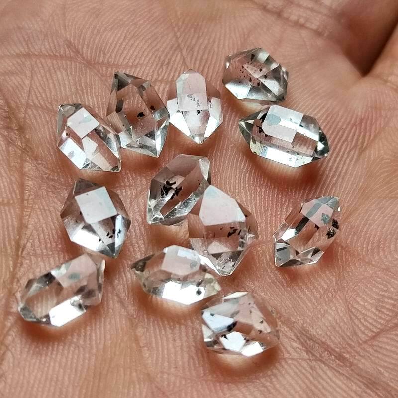 4.5g/12pcs 9-10mm Black Phantom Top Clear Herkimer Diamond Quartz Crystal 3836