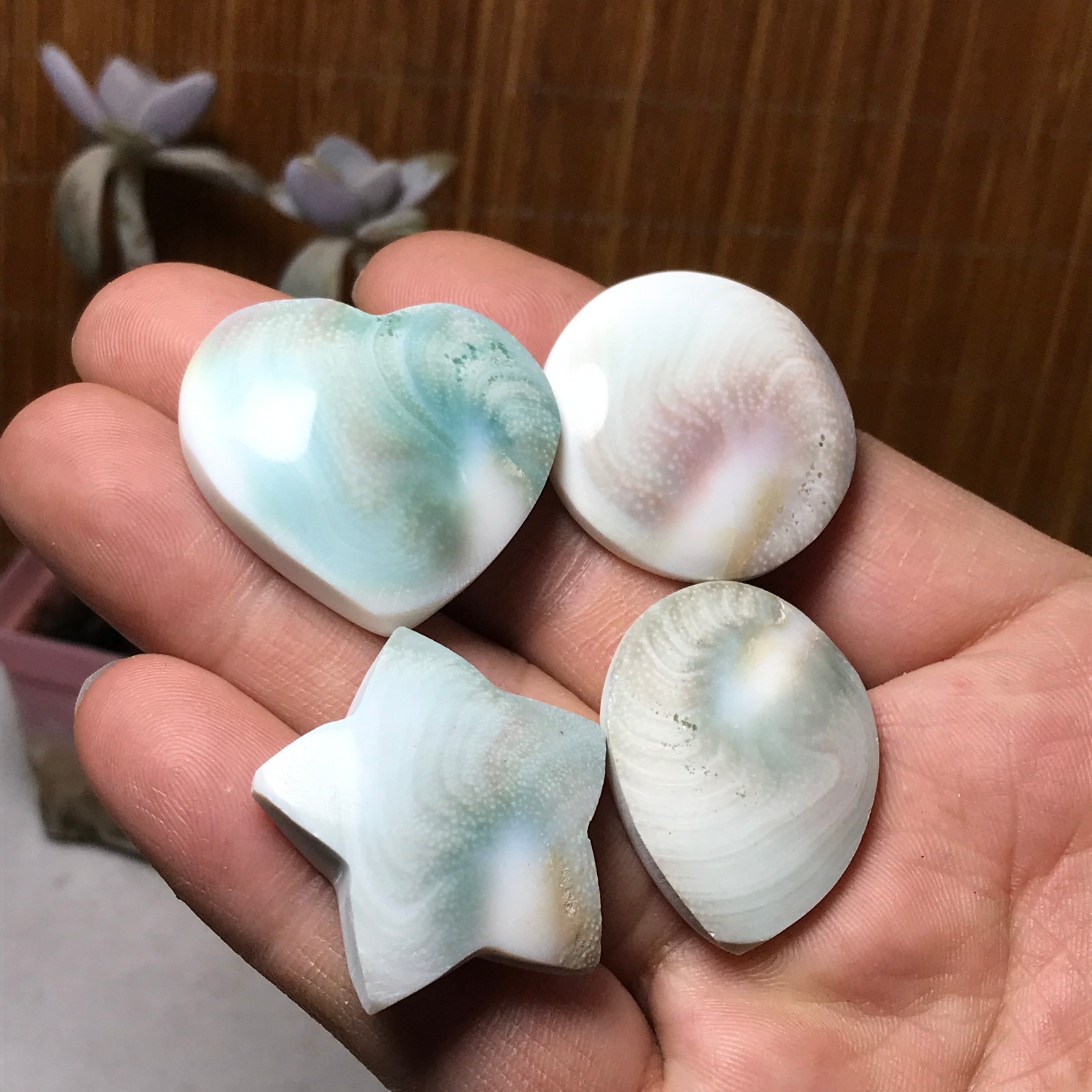 4Pcs Natural sun shell star Heart Reiki Shiva Eye ocean quartz carve A3340