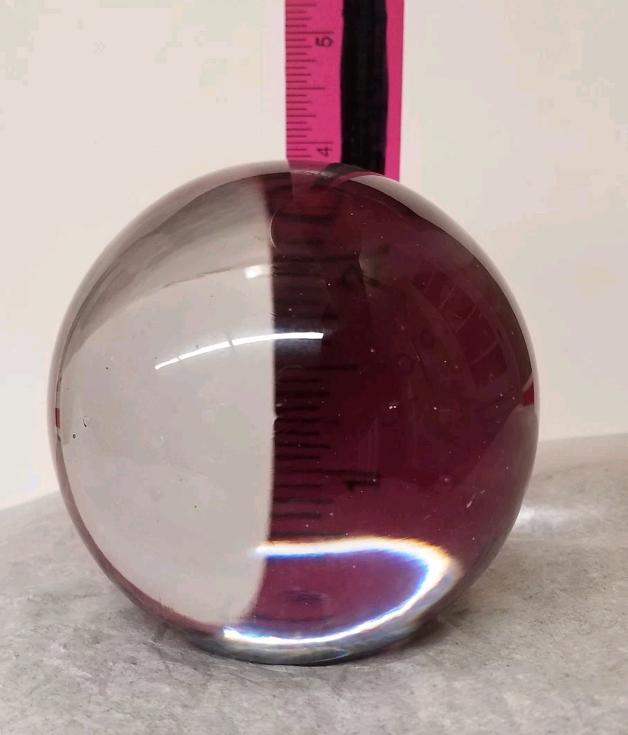 Glass Ball Solid Clear Sphere Flat on One side Paper Weight 4 Inch Diameter