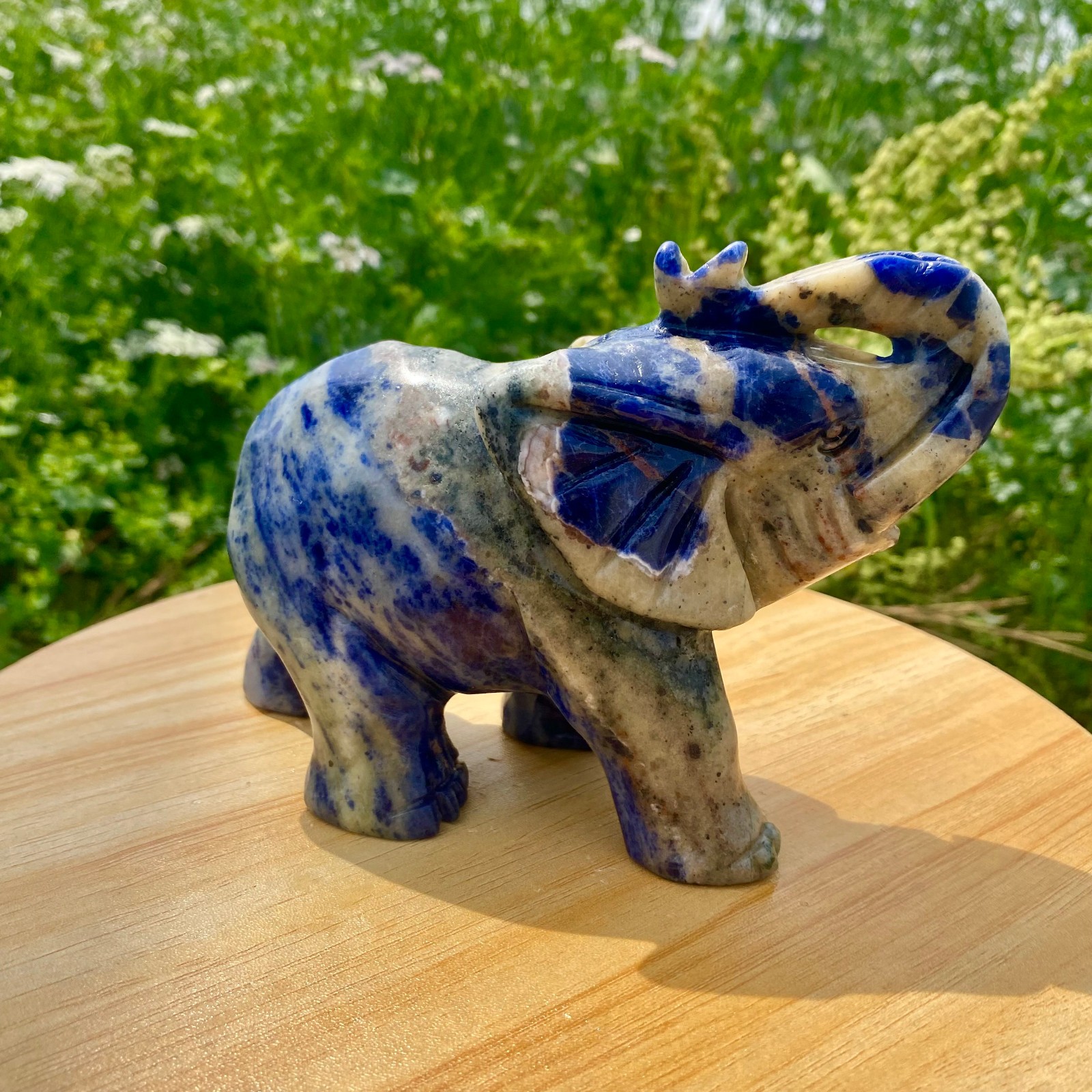 1.9LB Natural lapis lazuli quartz carving elephant spiritual healing