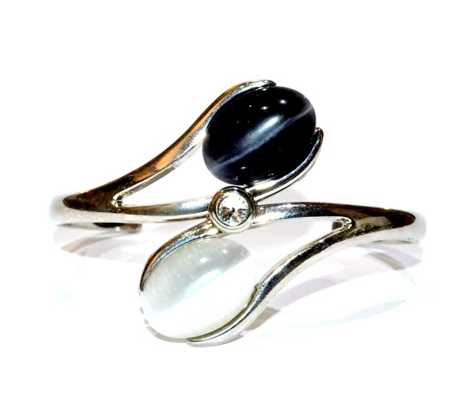 white and black cat’s eye bracelet Jewelry